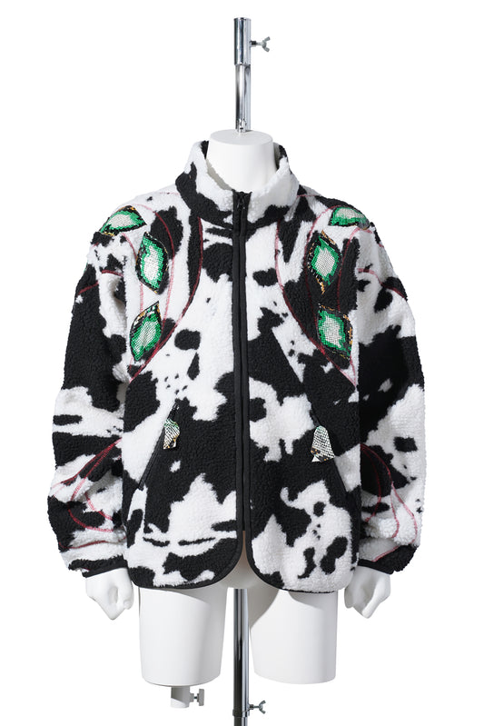 DAIRY CATTLE FLEECE JACKET / BLACK/WHITE