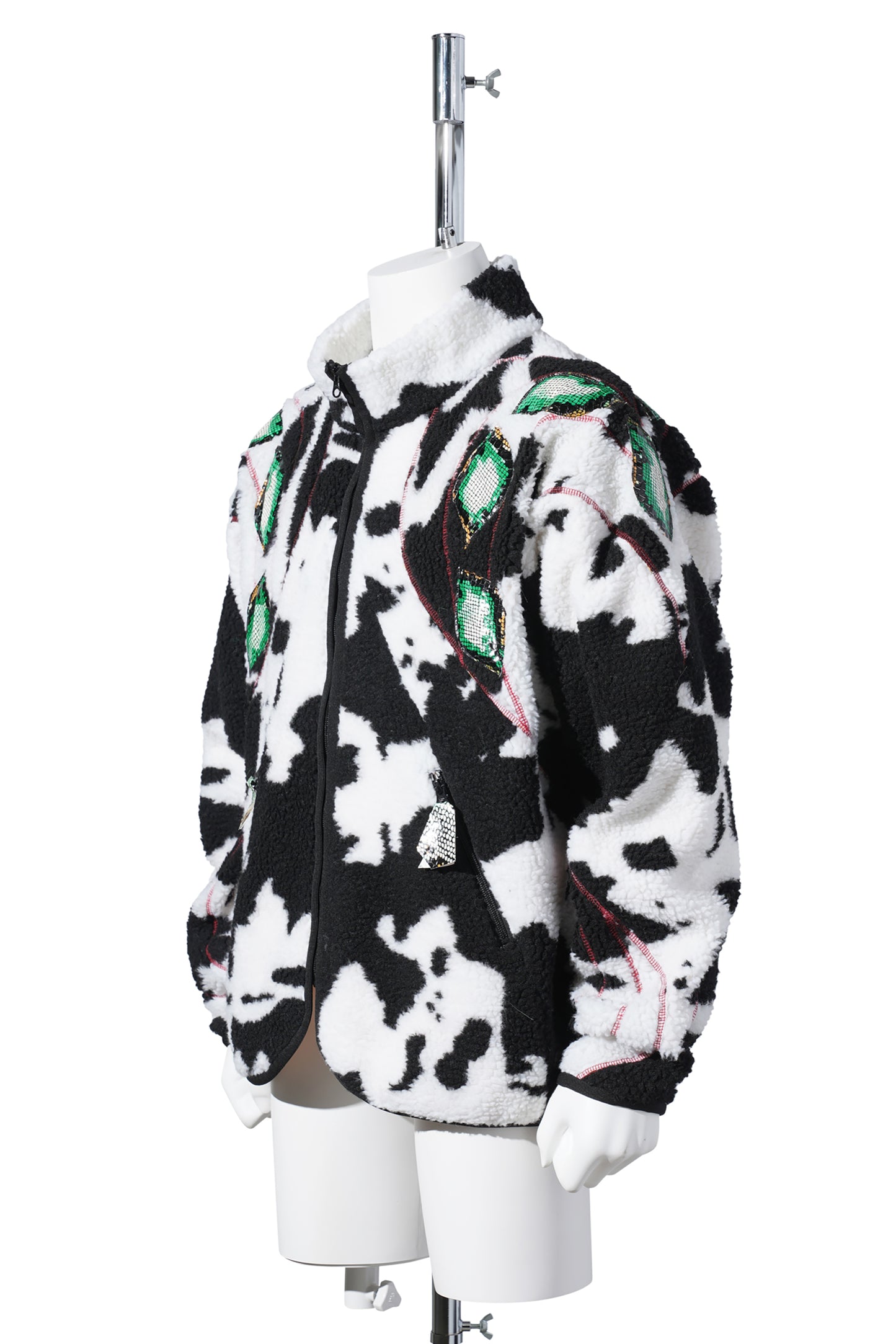 DAIRY CATTLE FLEECE JACKET / BLACK/WHITE