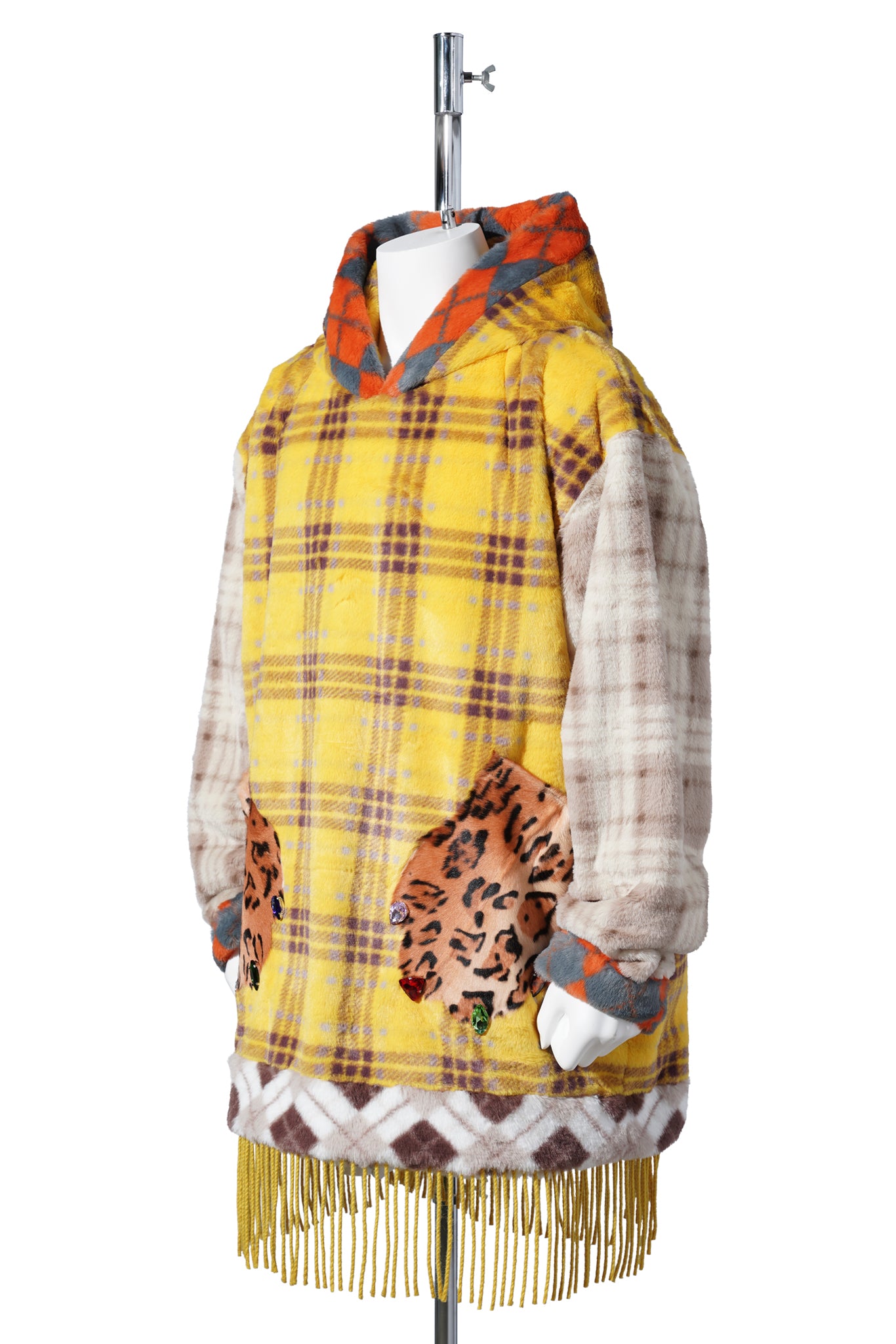 CHECKED PAW HOODIE / YELLOW