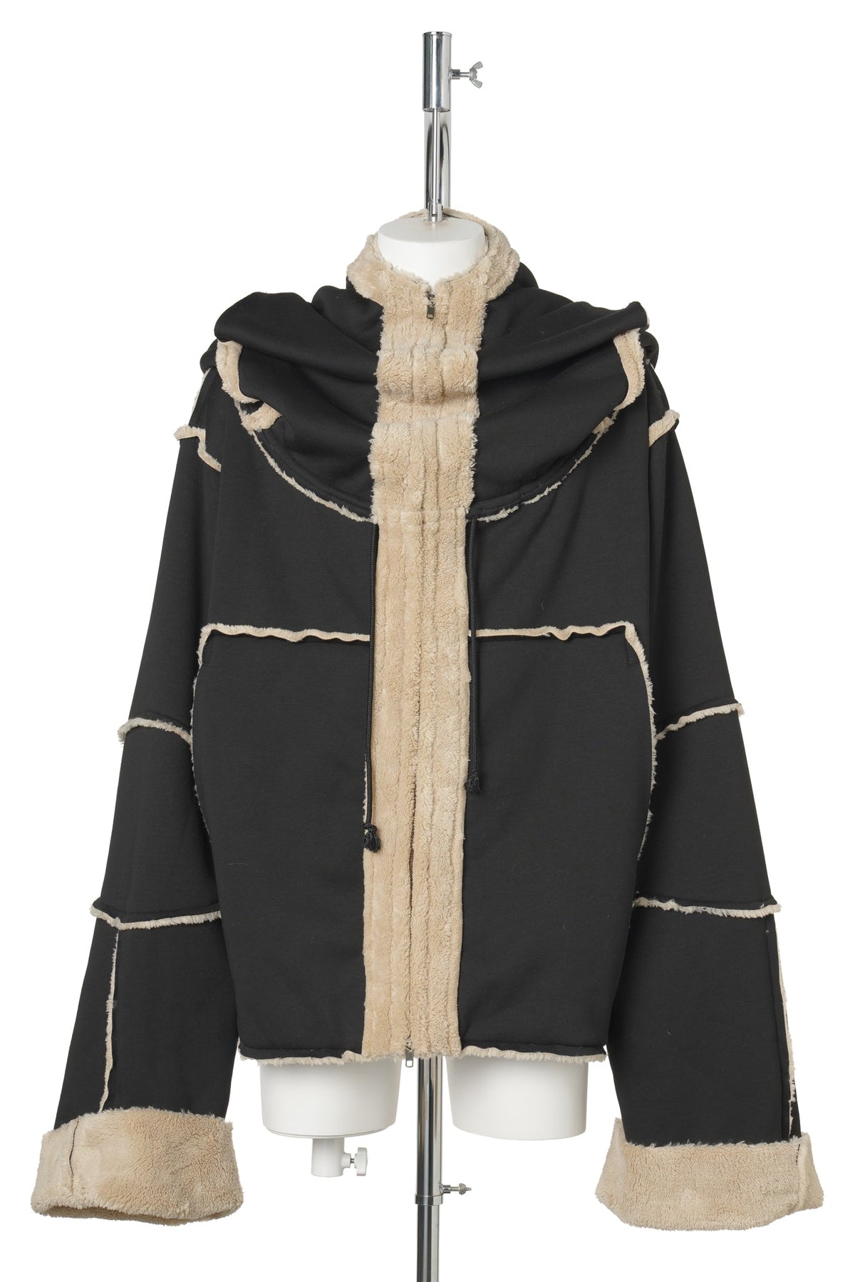 FAKE SHEARLING HOODIE / BLACK