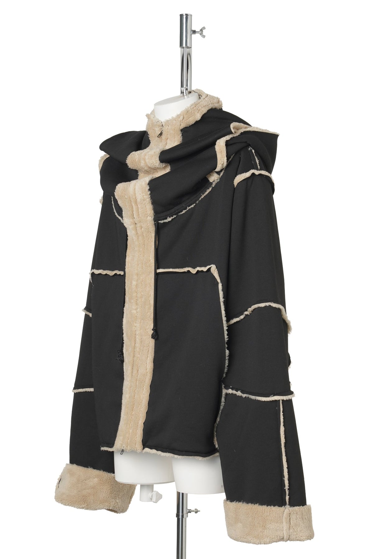 FAKE SHEARLING HOODIE / BLACK