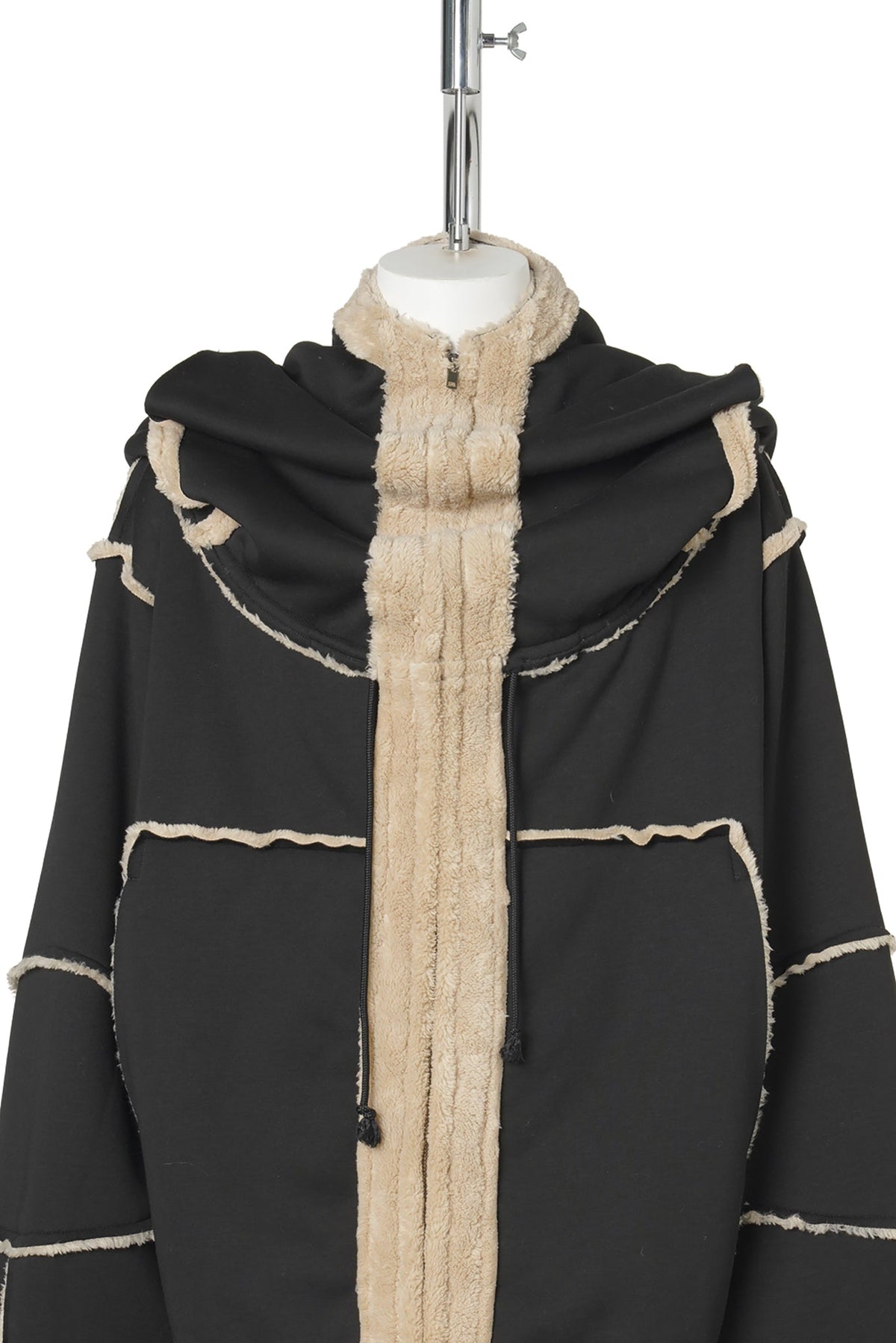 FAKE SHEARLING HOODIE / BLACK