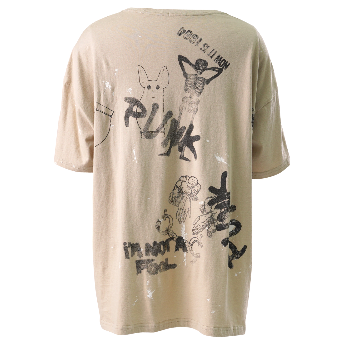 STAMP RELAXED T / 001UU:KHAKI WITH PAINT SPLATTER