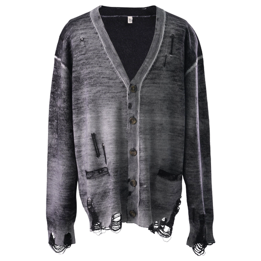 BOYFRIEND CARDIGAN / Y158B:DISTRESSED BLACK