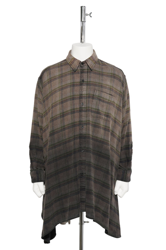 DRAPED FRONT SHIRT / R552B:BLACK DIPPED PLAID