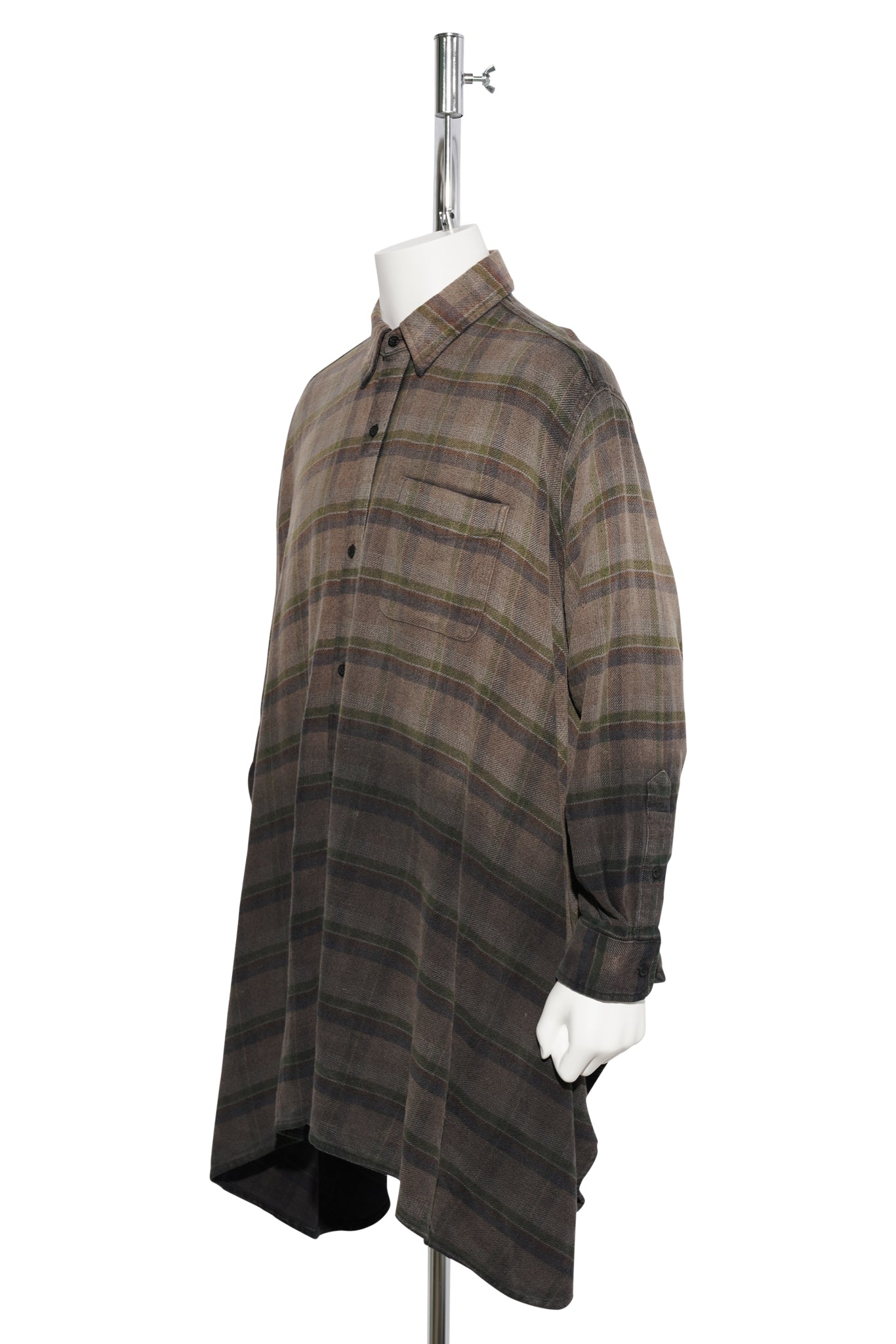 DRAPED FRONT SHIRT / R552B:BLACK DIPPED PLAID