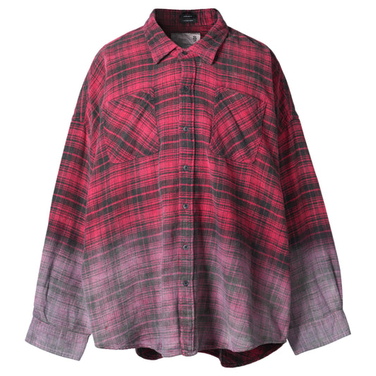 DROP NECK WORKSHIRT / R460B:DIP DYE RED PLAID