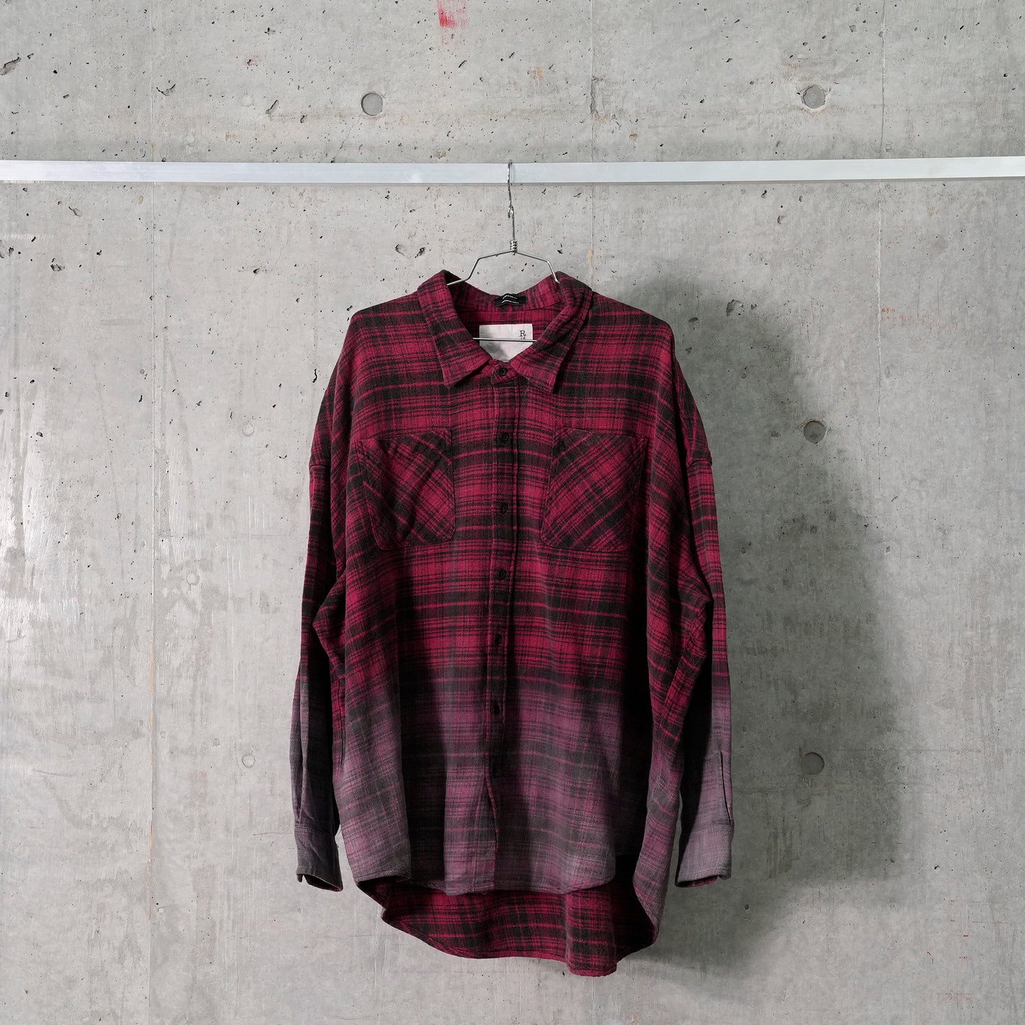 DROP NECK WORKSHIRT / R460B:DIP DYE RED PLAID