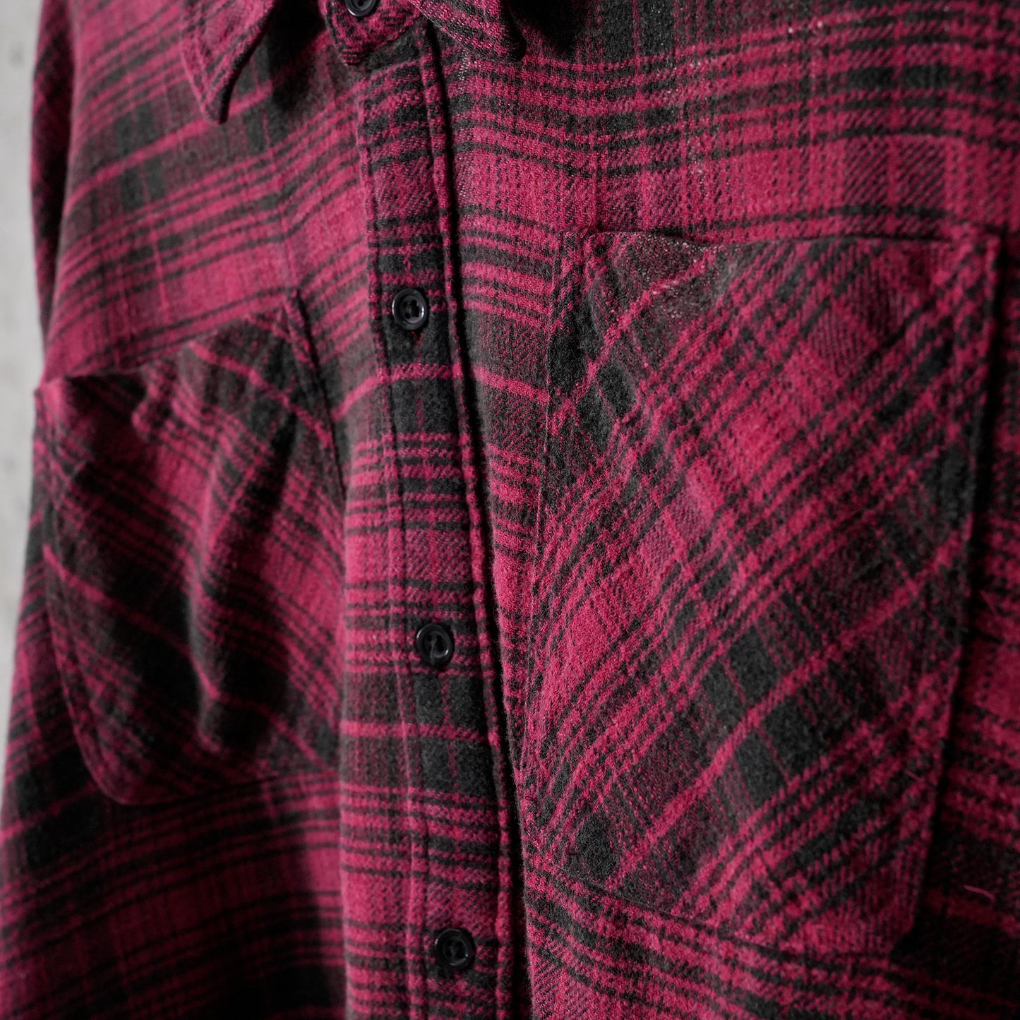 DROP NECK WORKSHIRT / R460B:DIP DYE RED PLAID