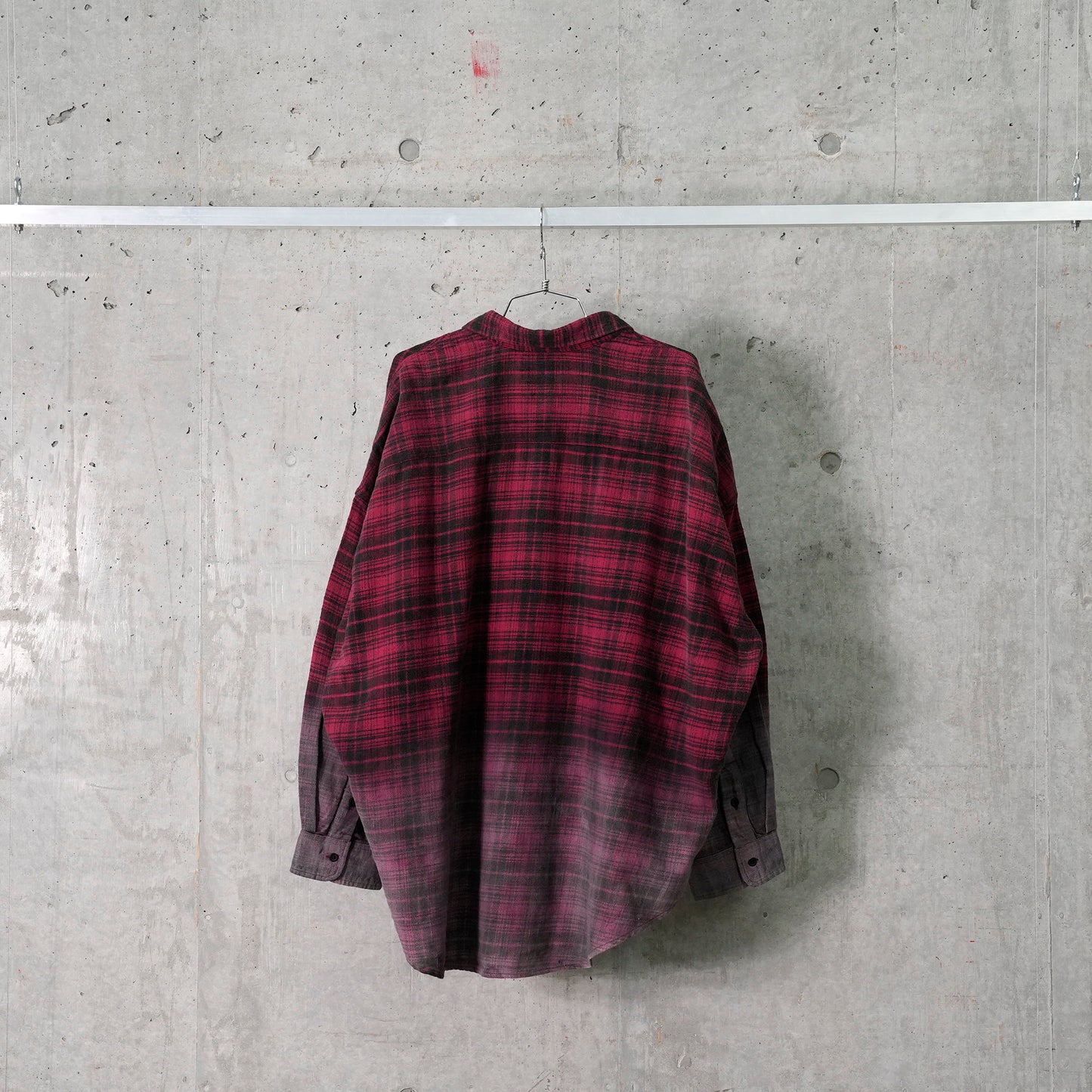 DROP NECK WORKSHIRT / R460B:DIP DYE RED PLAID