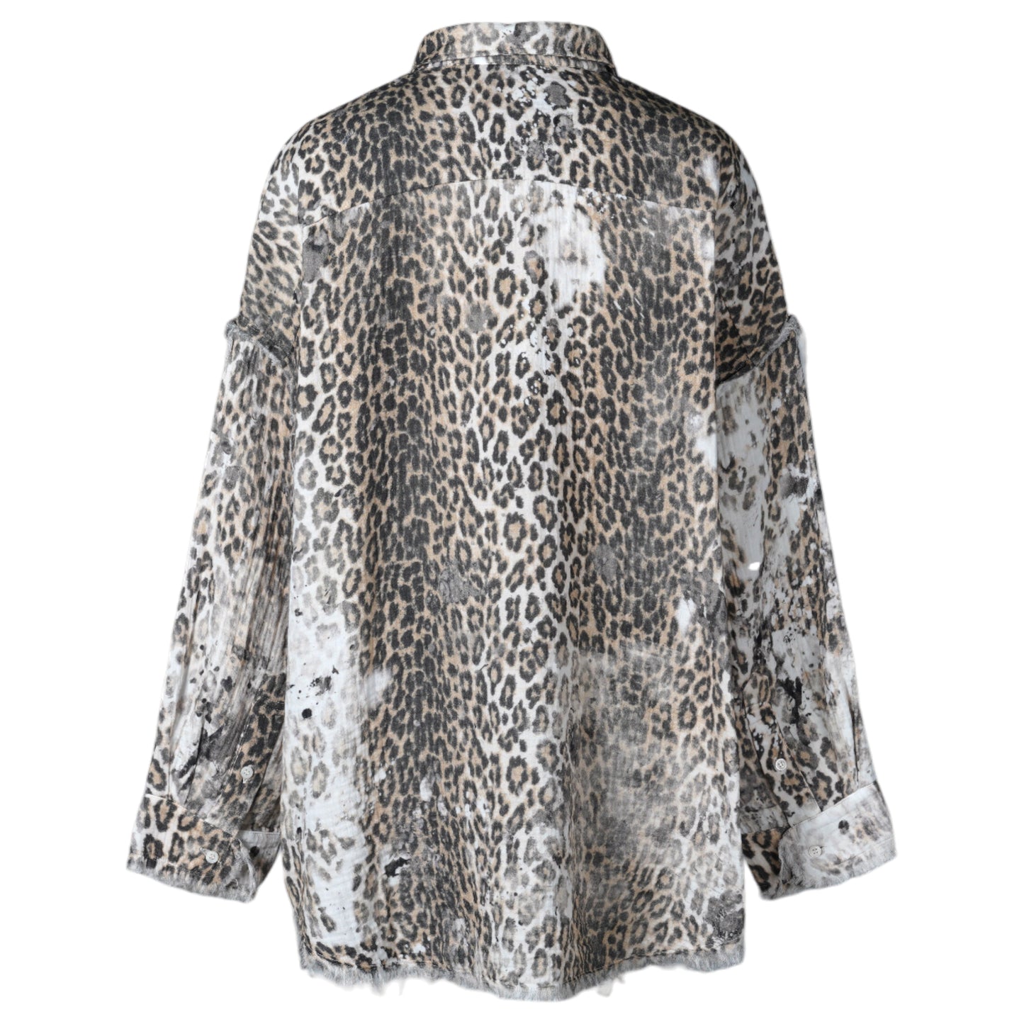 SHREDDED SEAM DROP NECK SHIRT / R469B:BLEACHED LEOPARD