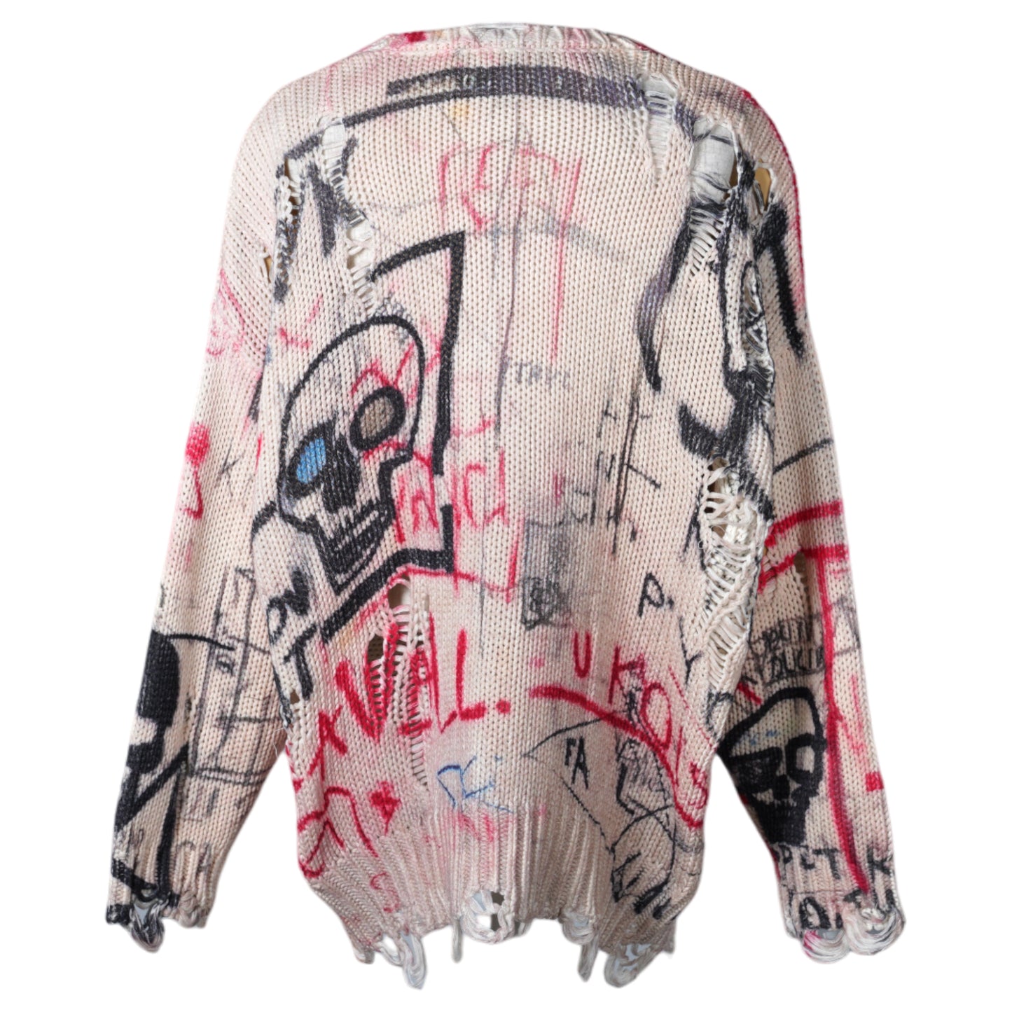 PRINTED OVERSIZED CARDIGAN / Y167A:SKULL GRAFFFITI PRINT