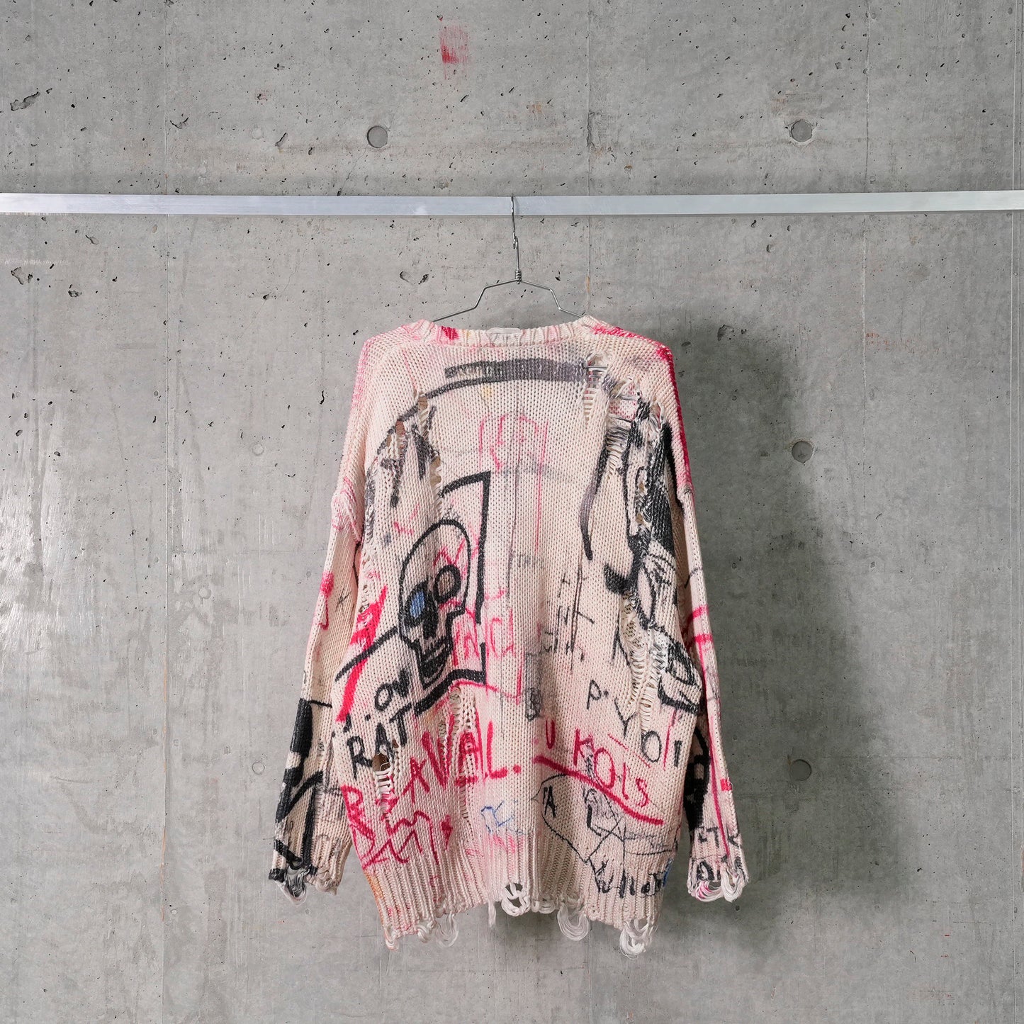 PRINTED OVERSIZED CARDIGAN / Y167A:SKULL GRAFFFITI PRINT