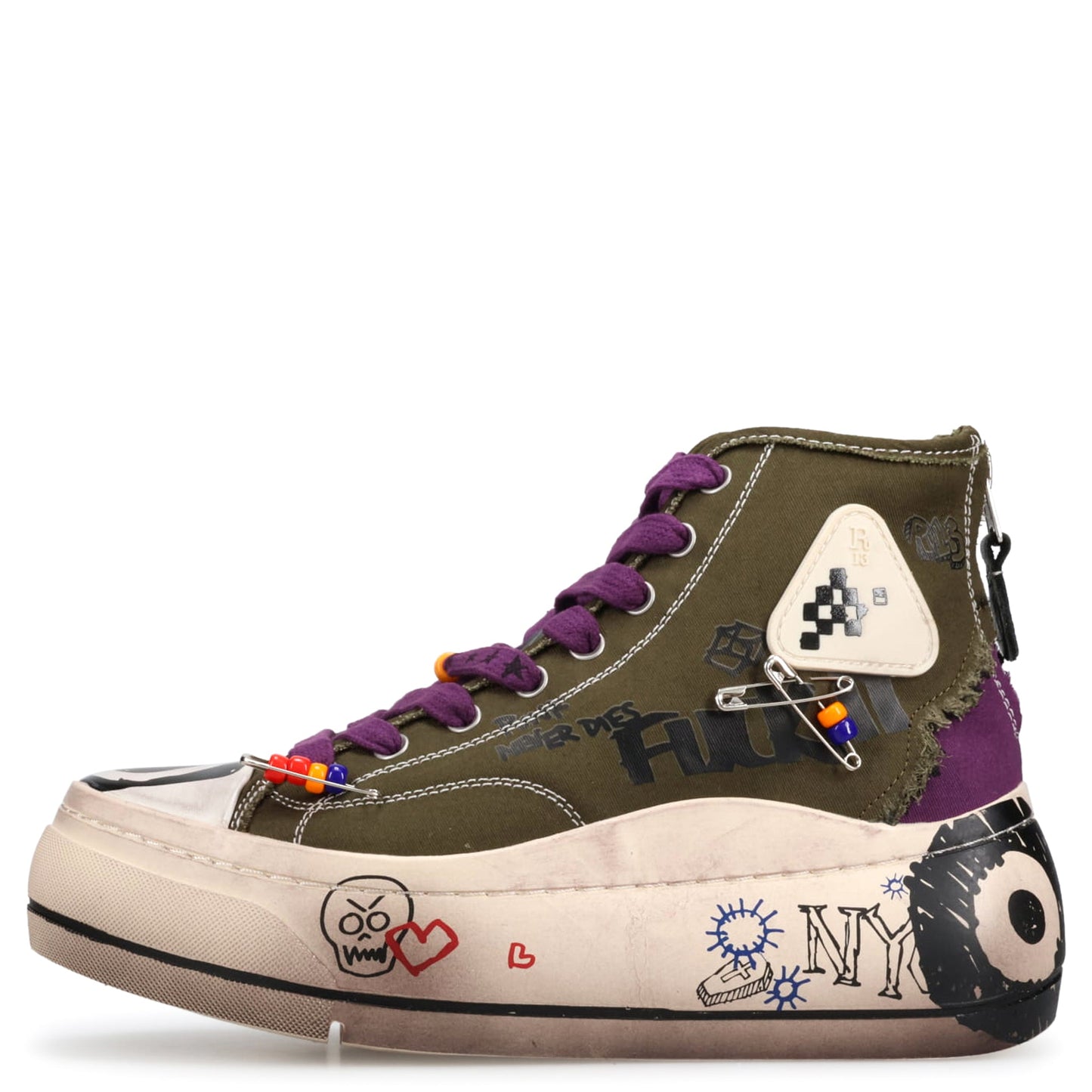 KURT HIGH TOP SNEAKER / PURPLE CANVAS MULTI