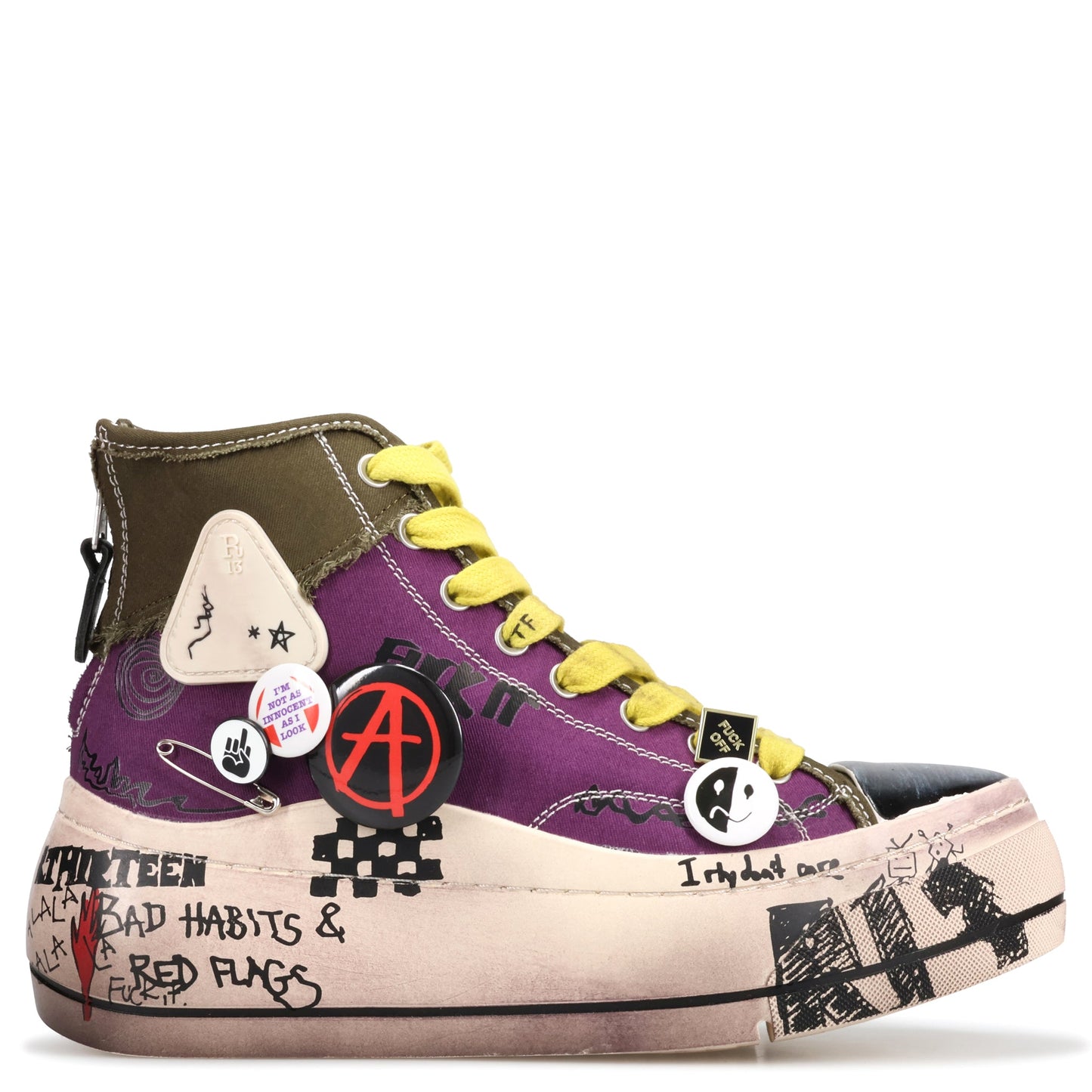 KURT HIGH TOP SNEAKER / PURPLE CANVAS MULTI
