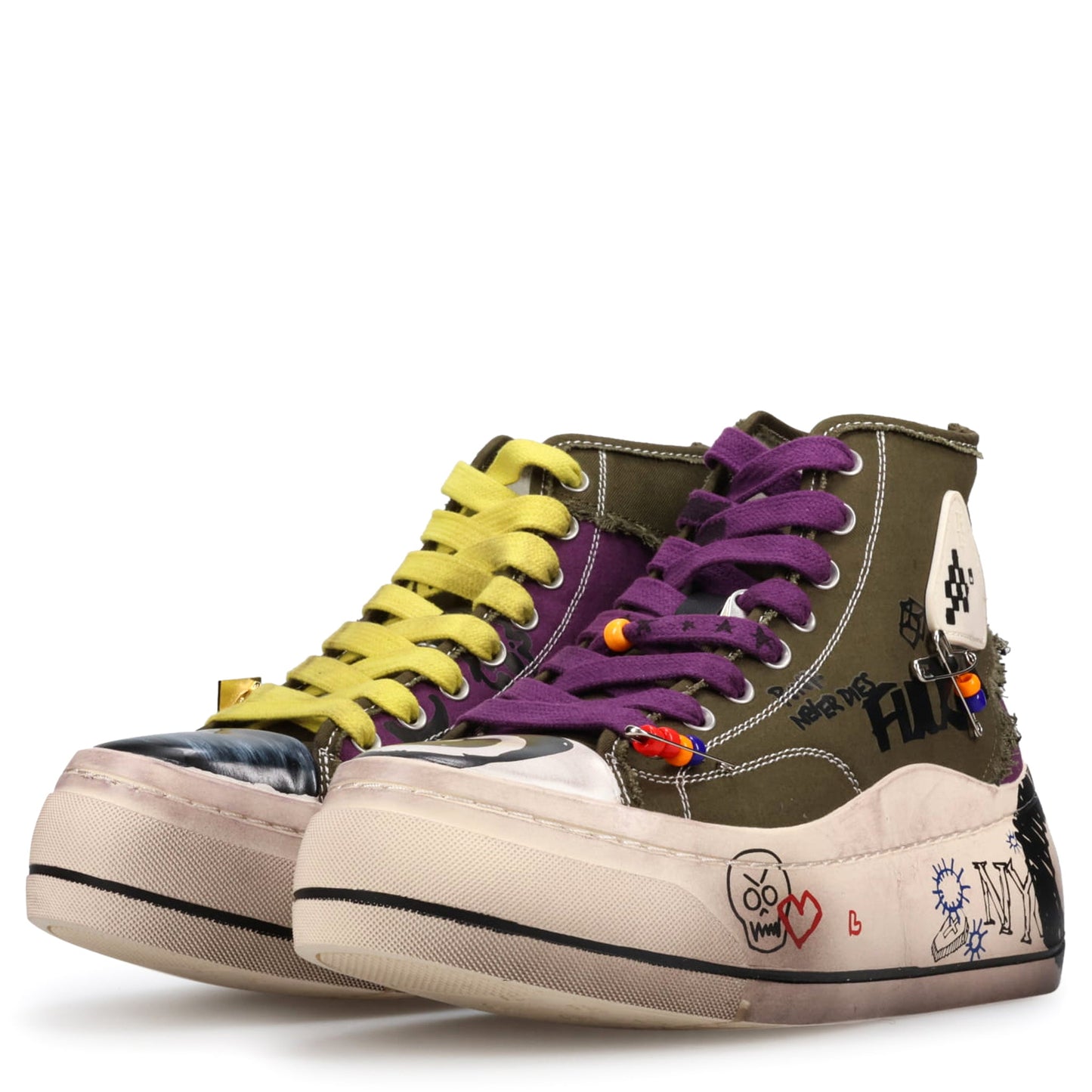 KURT HIGH TOP SNEAKER / PURPLE CANVAS MULTI