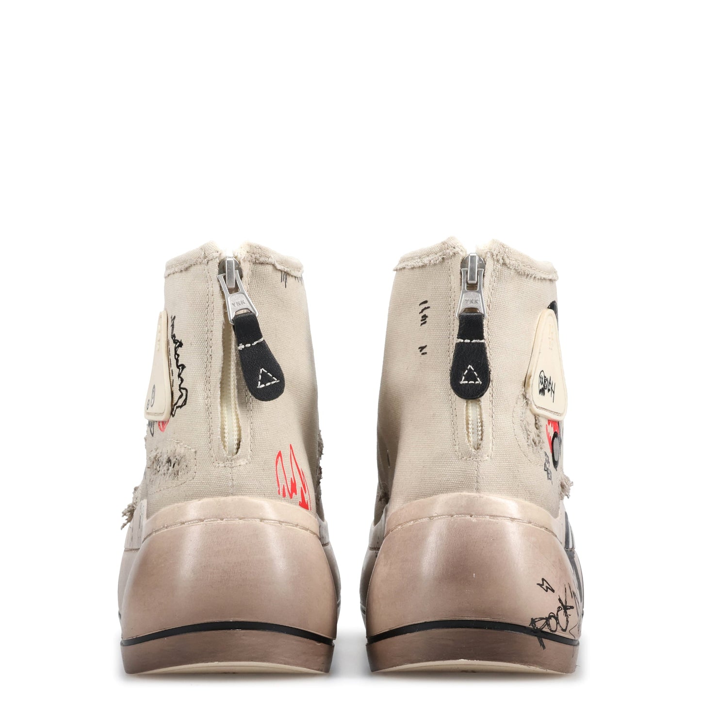 KURT HIGH TOP SNEAKER / OFF-WHITE DISTRESSED WITH GRAFFITI
