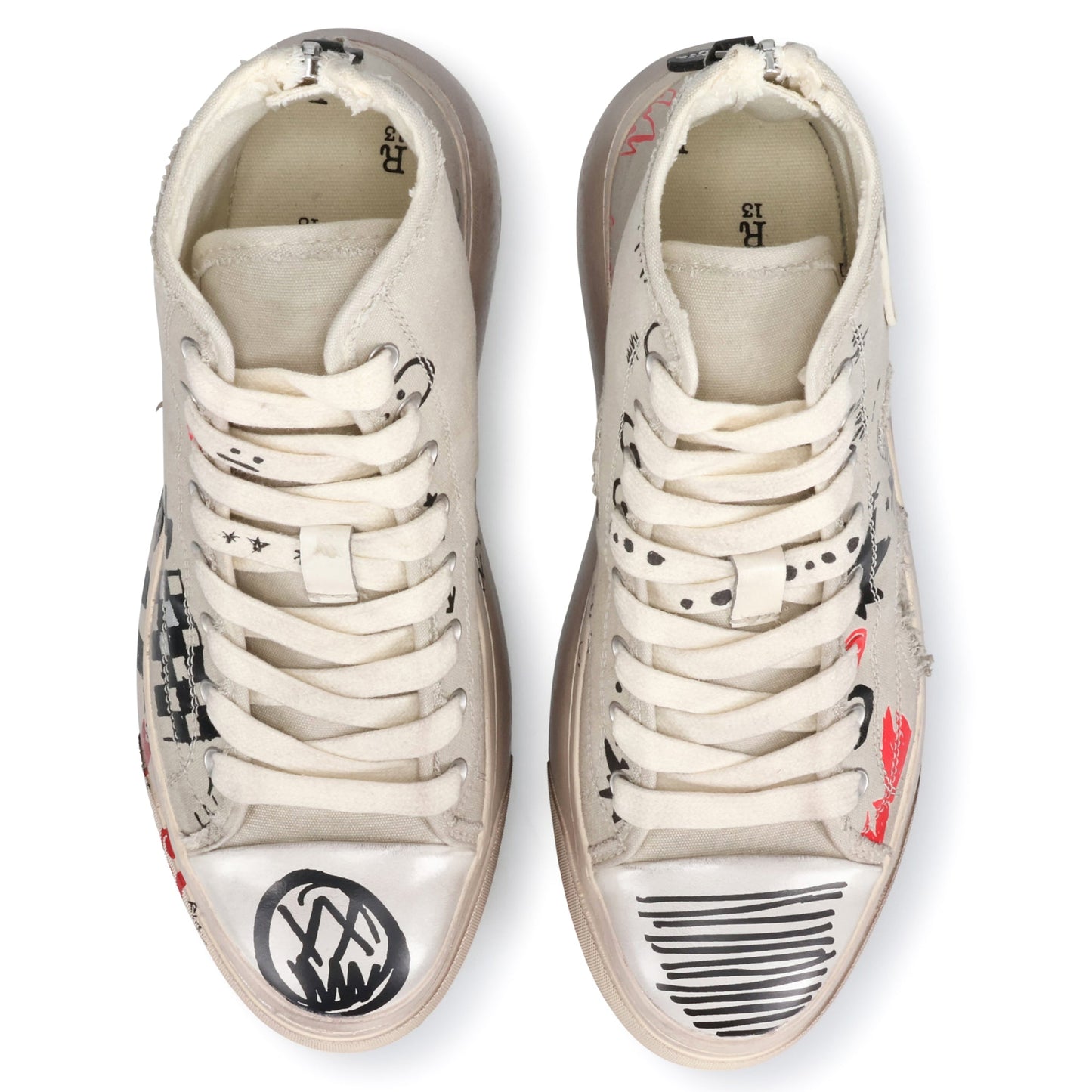 KURT HIGH TOP SNEAKER / OFF-WHITE DISTRESSED WITH GRAFFITI