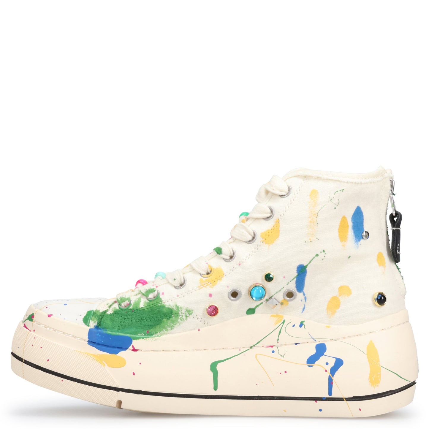 KURT HIGH TOP SNEAKER / OFF-WHITE PAINT SPLATTER WITH STUDS