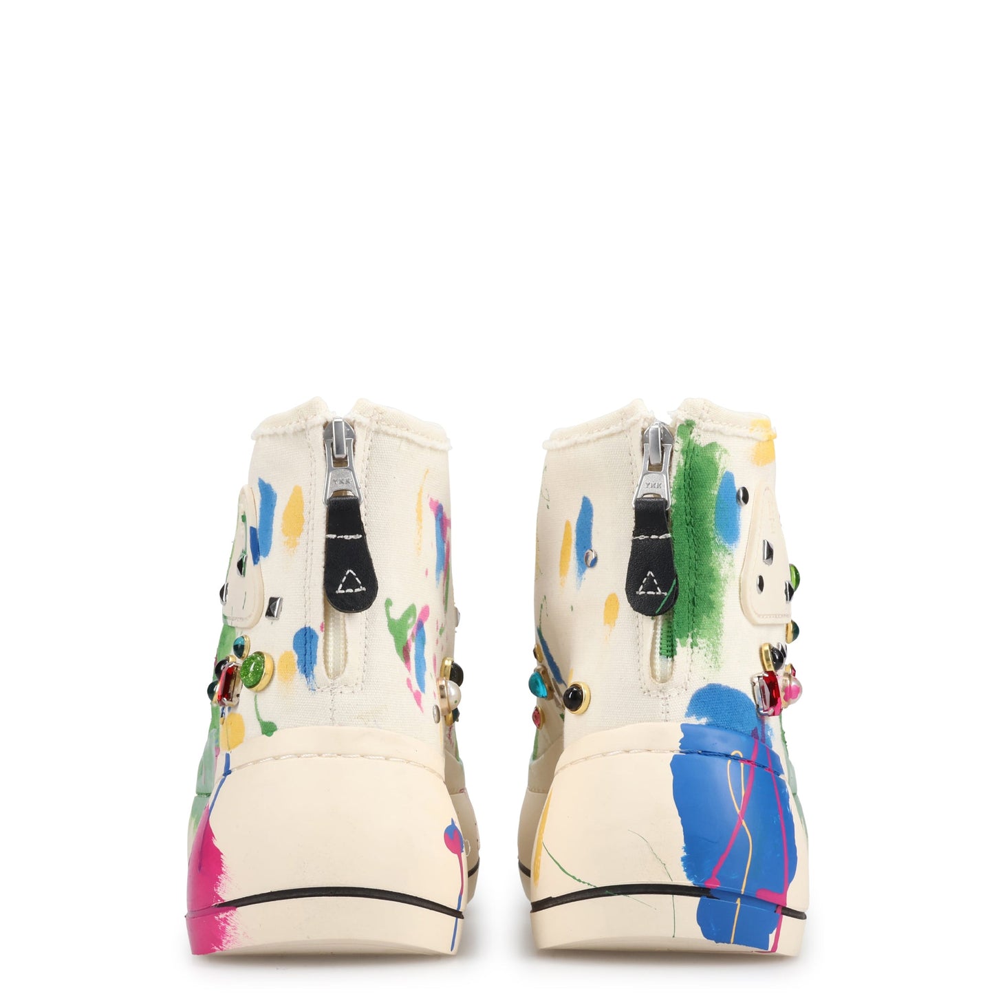 KURT HIGH TOP SNEAKER / OFF-WHITE PAINT SPLATTER WITH STUDS