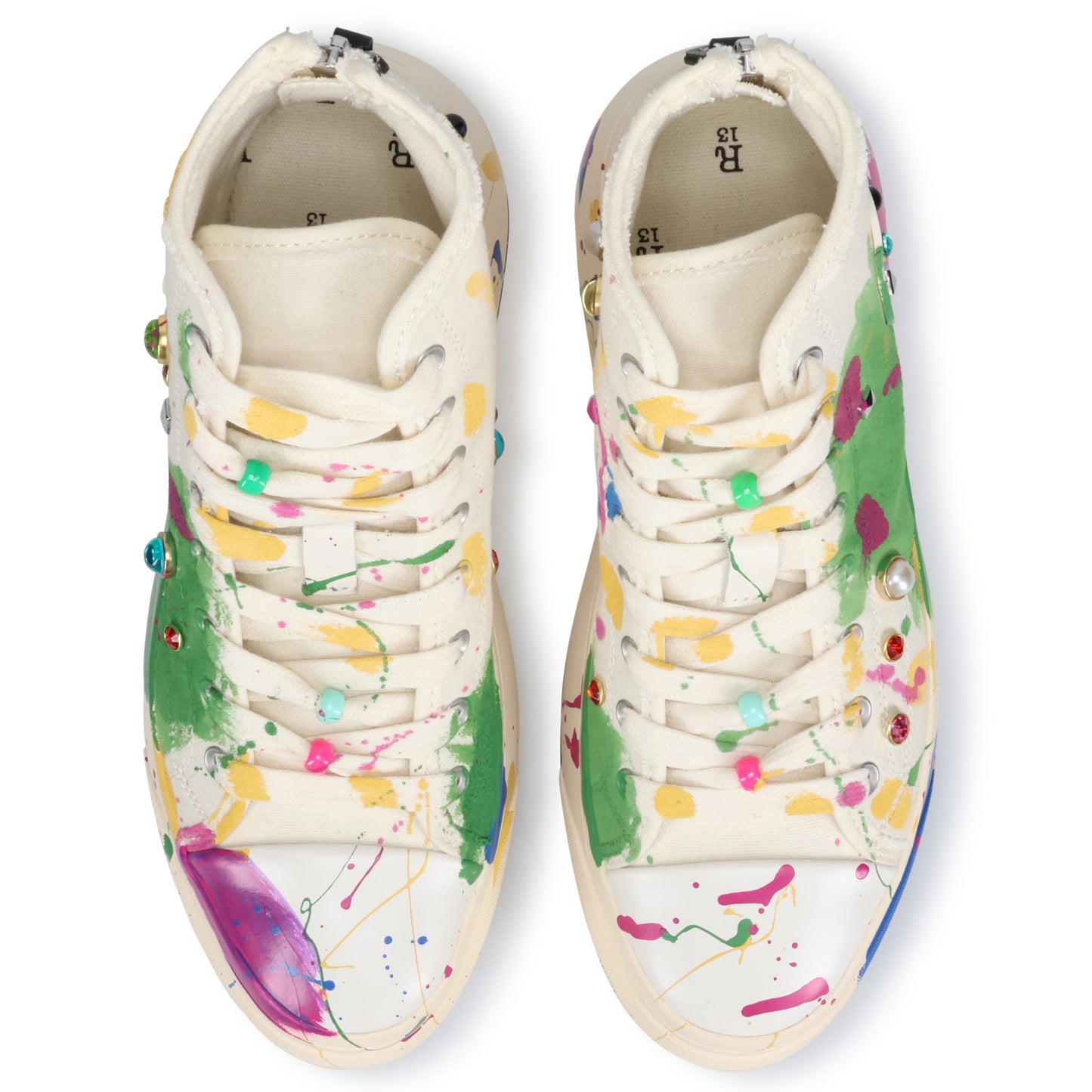 KURT HIGH TOP SNEAKER / OFF-WHITE PAINT SPLATTER WITH STUDS