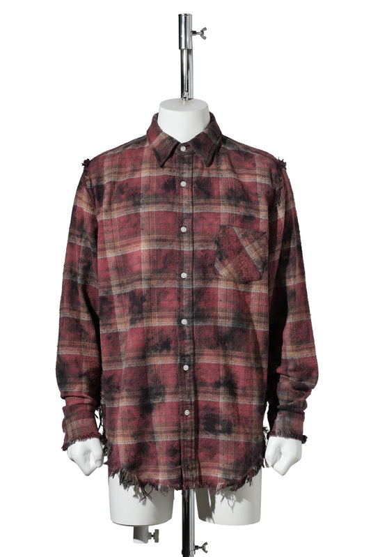 SHREDDED SEAM SHIRT / R655B:OVERDYED PURPLE PLAID