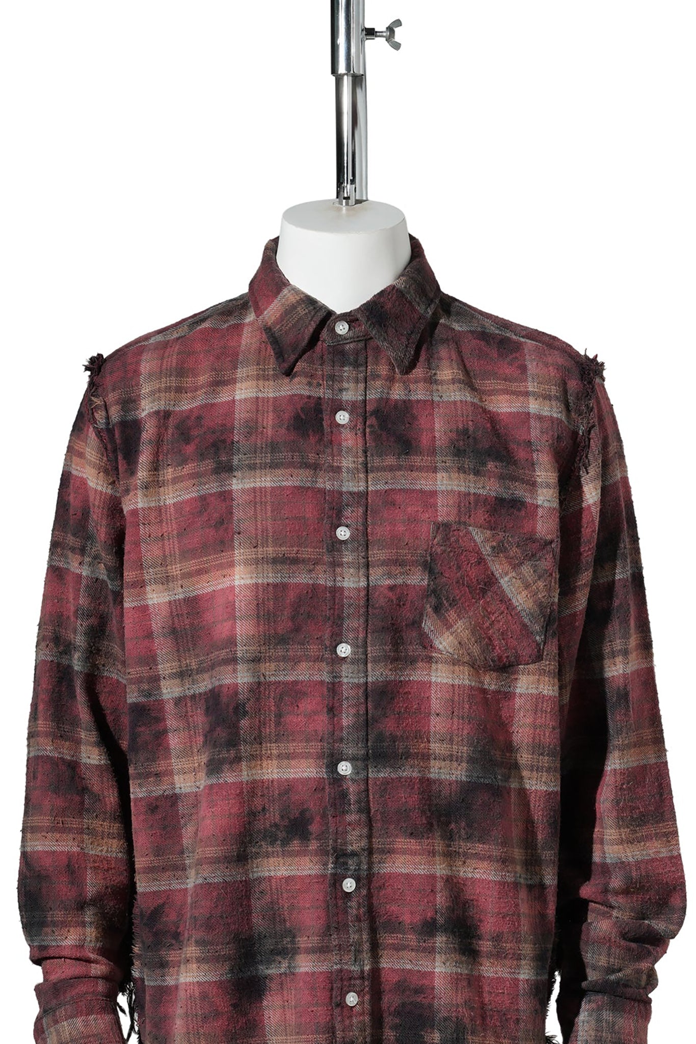 SHREDDED SEAM SHIRT / R655B:OVERDYED PURPLE PLAID