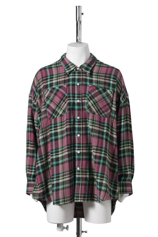 DROP NECK WORK SHIRT / PINK PLAID