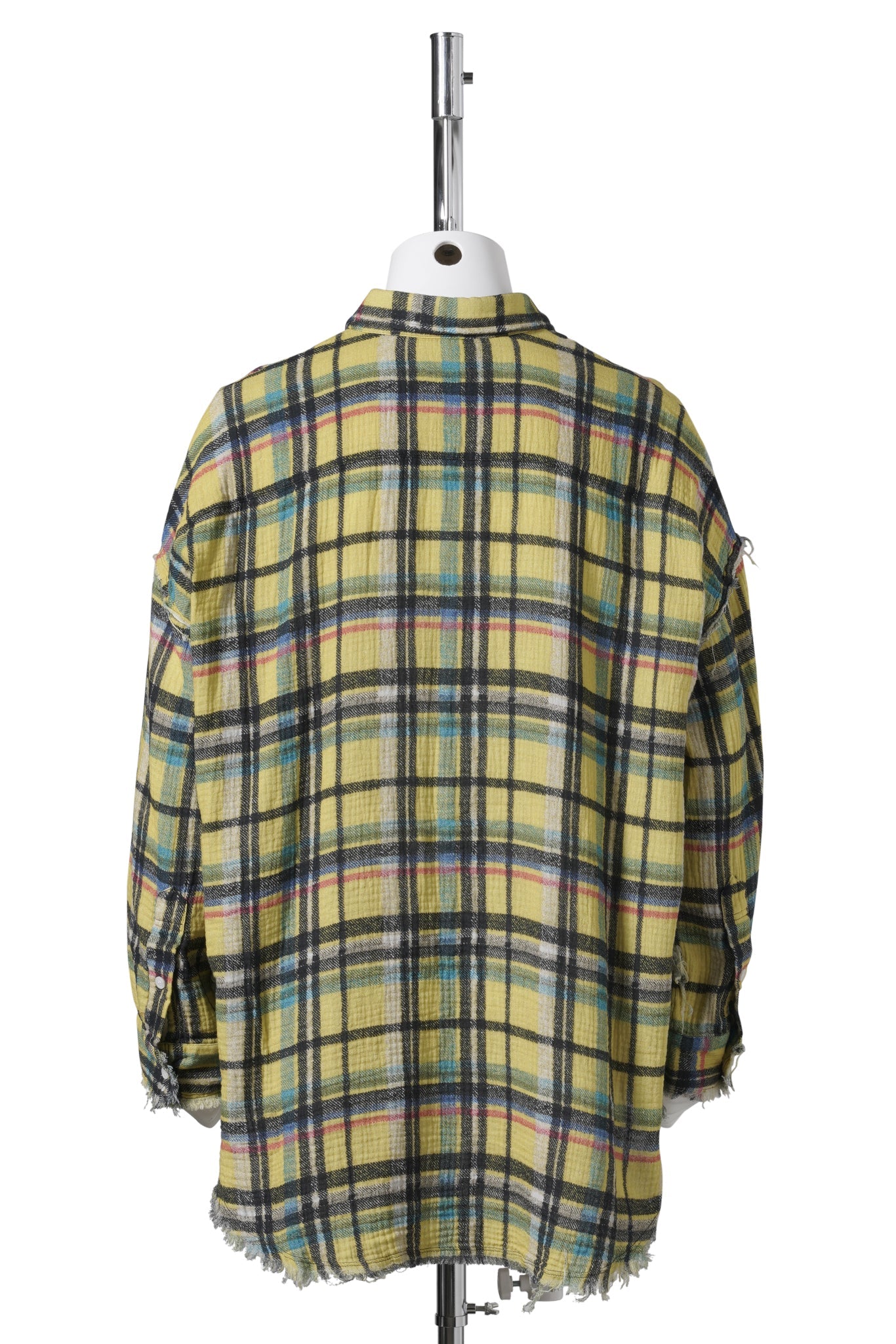 SHREDDED SEAM DROP NECK SHIRT / YELLOW PLAID