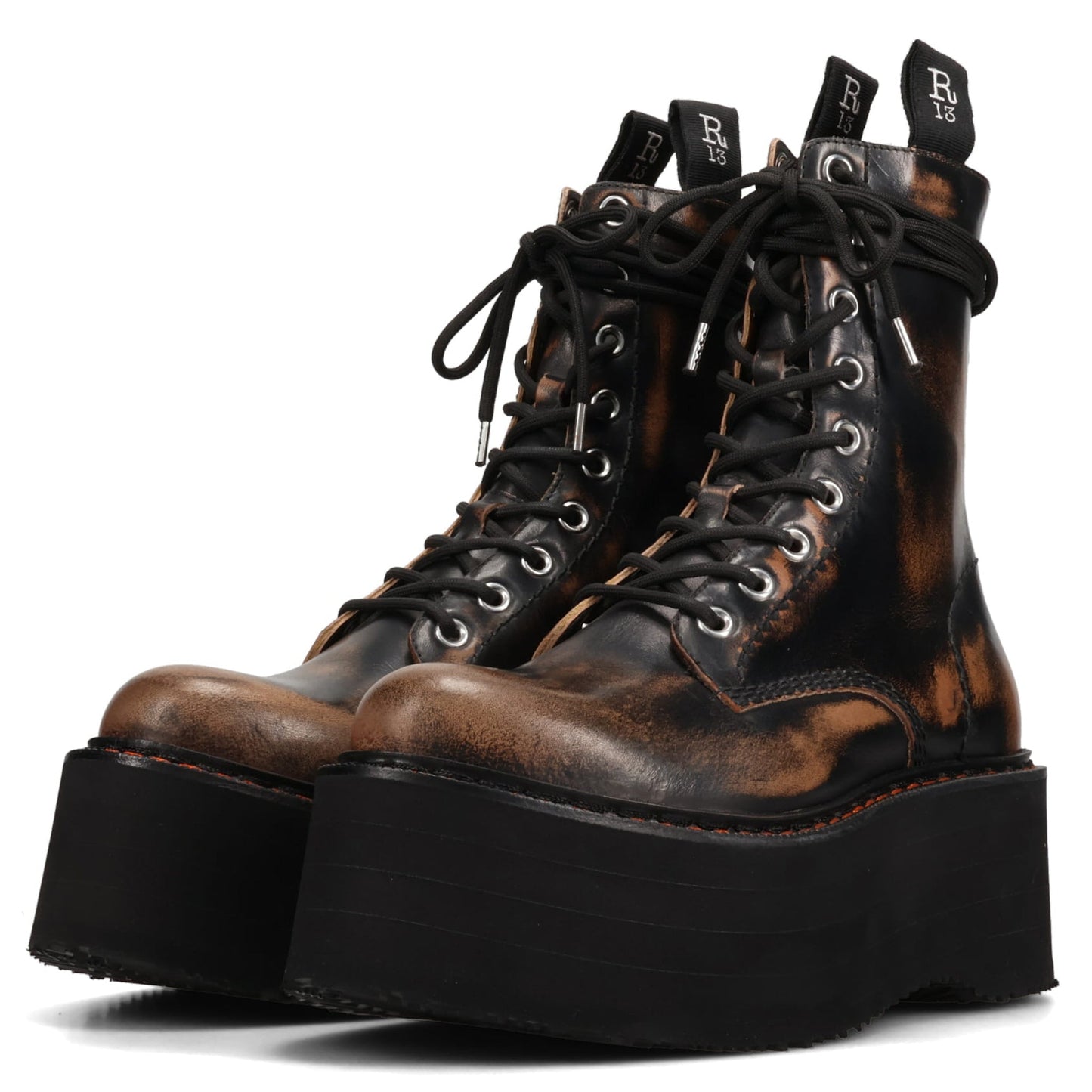 DOUBLE STACK LACE-UP BOOTS / 10RL:BLACK REMOVE