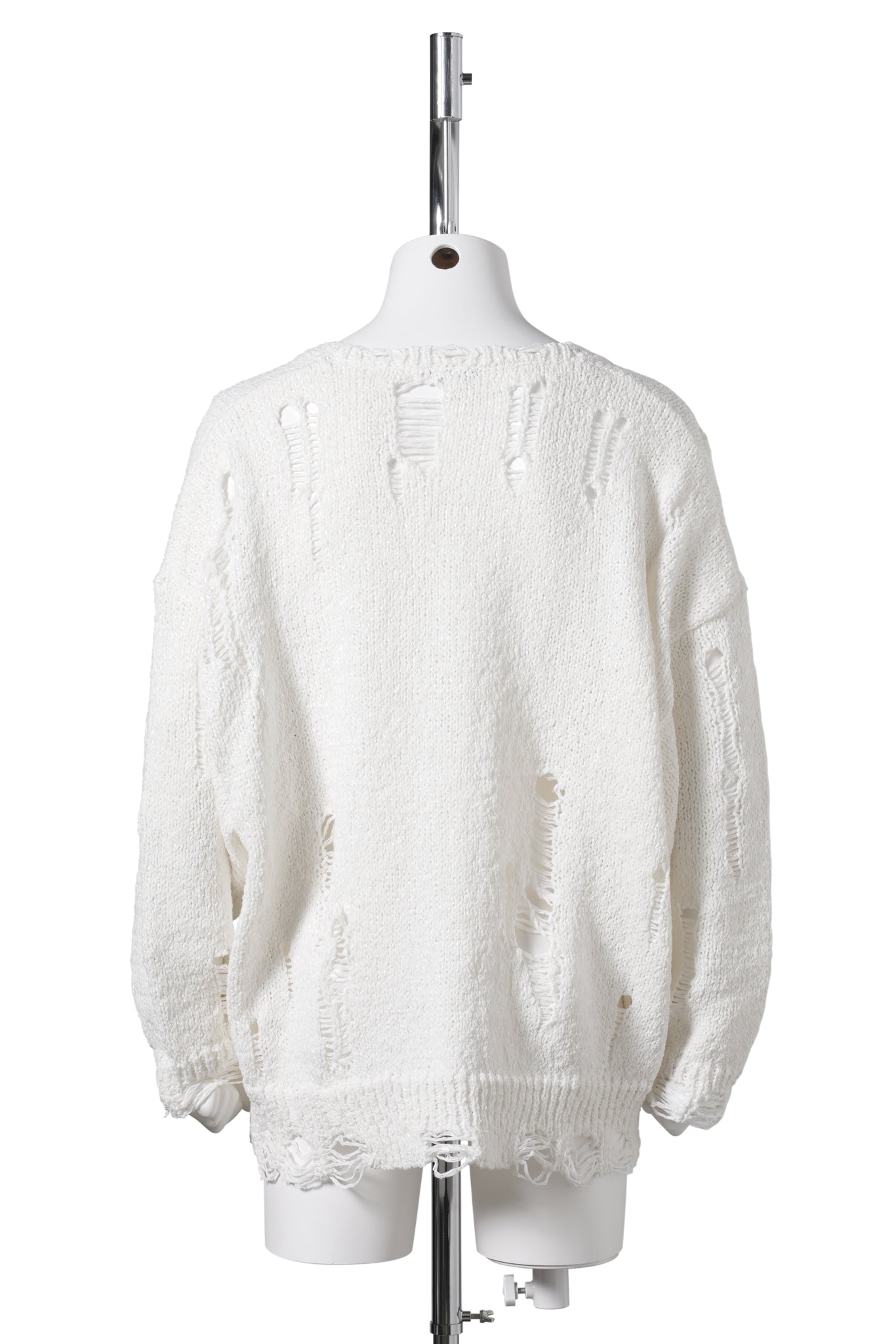 DISTRESSED OVERSIZED CARDIGAN / WHITE