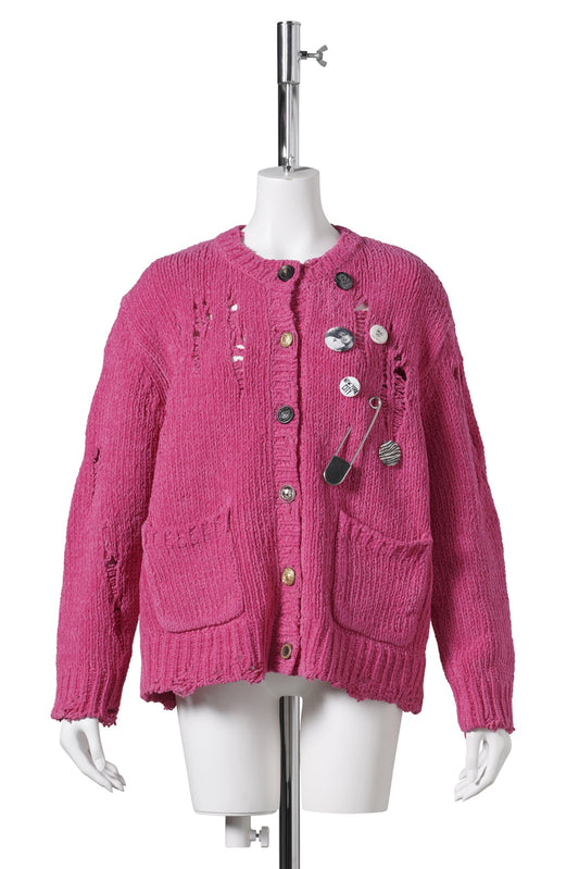 BOY CREWNECK CARDIGAN / PINK