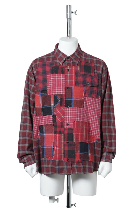 PANEL PATCHWORK SHIRT / RED