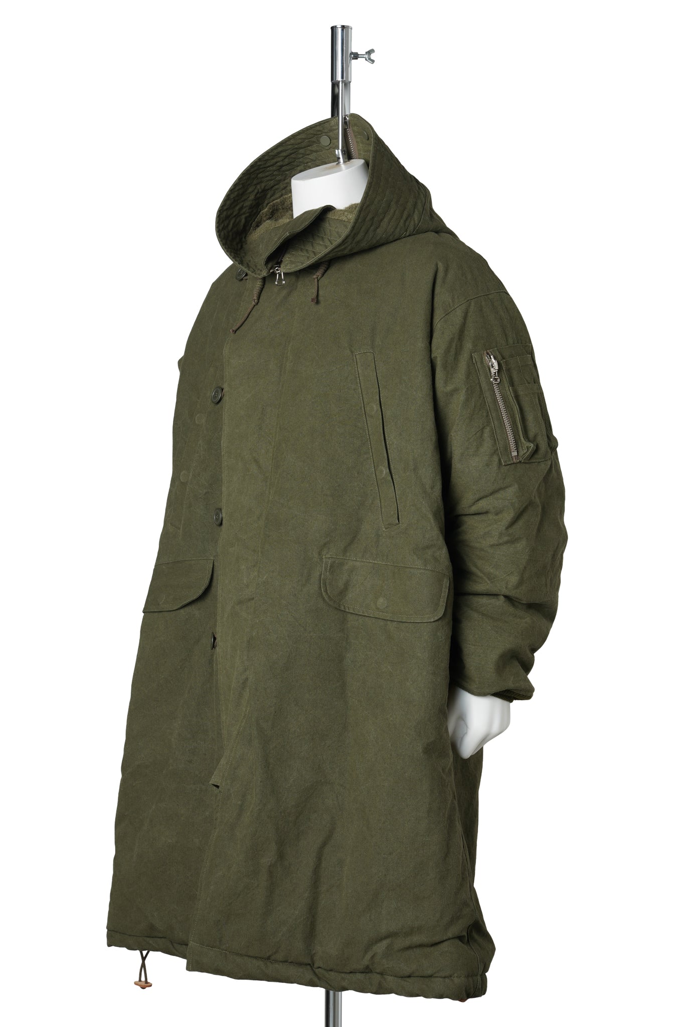 HOODED DOWN COAT / KHAKI