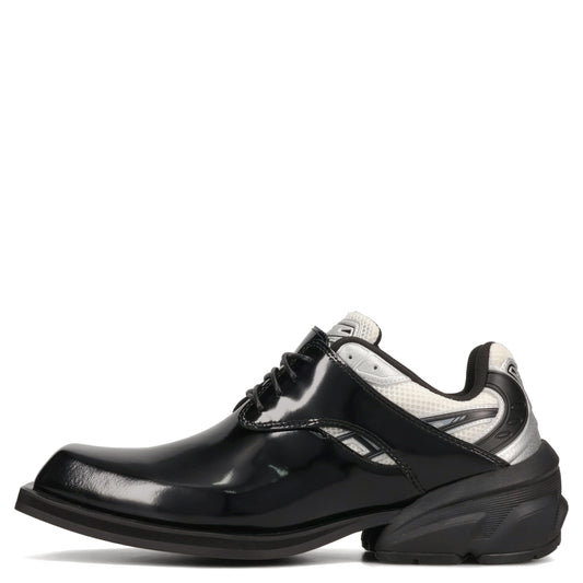 STARTING BLOCKS HYBRID DERBY MEN'S  DRESS LEATHER SHOES / BLACK/WHITE/SILVER