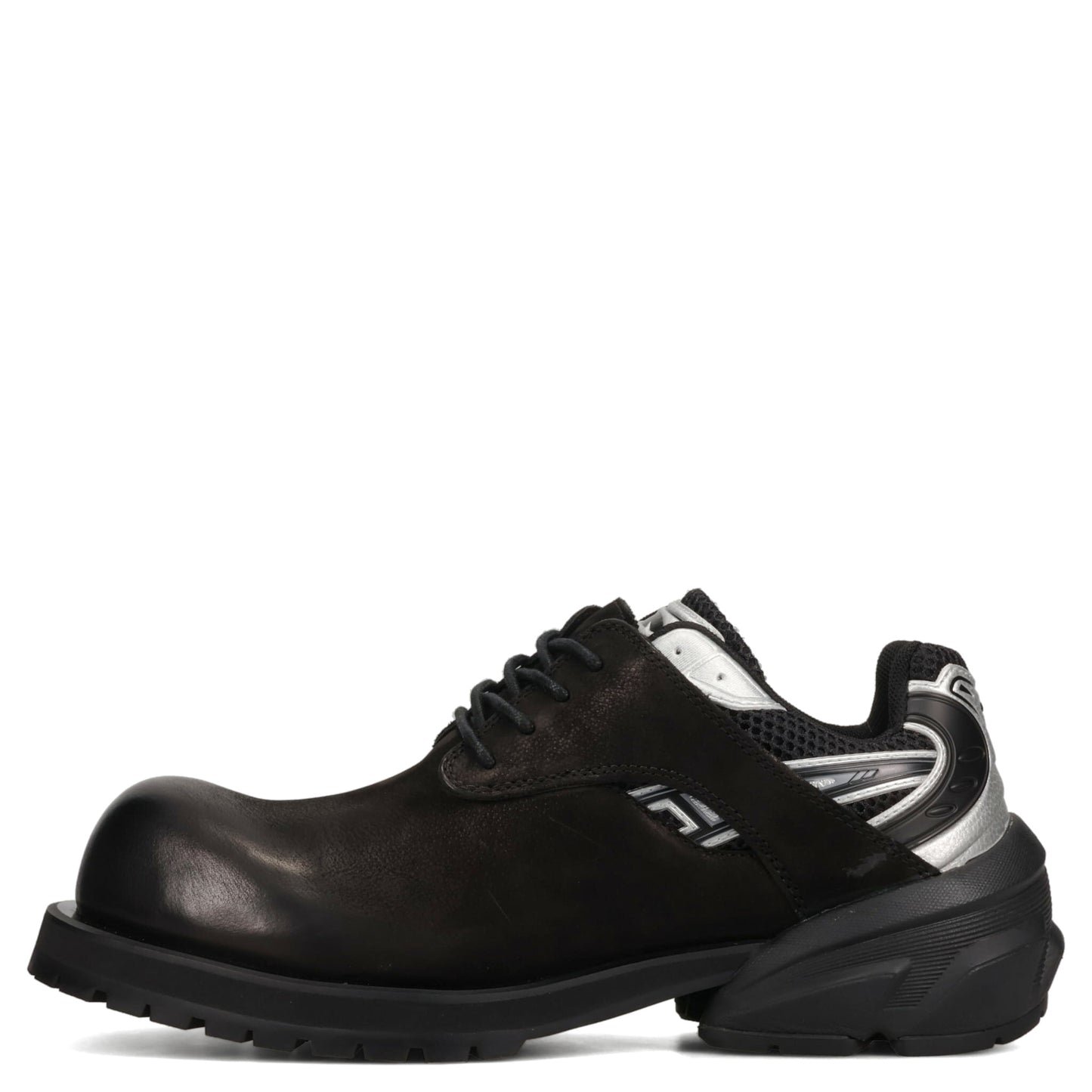 STARTING BIGGER HYBRID DERBY MEN'S  DRESS LEATHER SHOES / BLACK/WHITE/SILVER