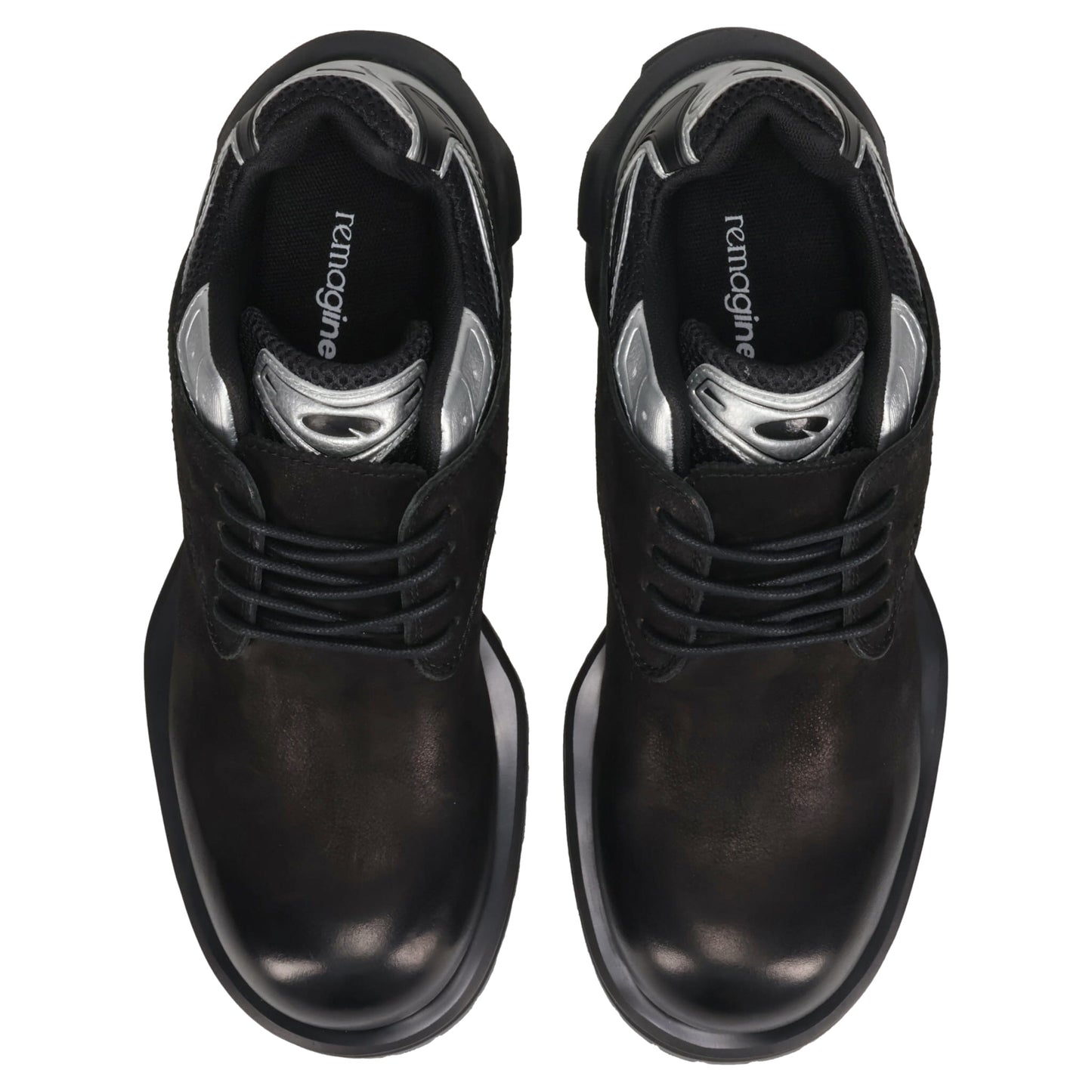 STARTING BIGGER HYBRID DERBY MEN'S  DRESS LEATHER SHOES / BLACK/WHITE/SILVER