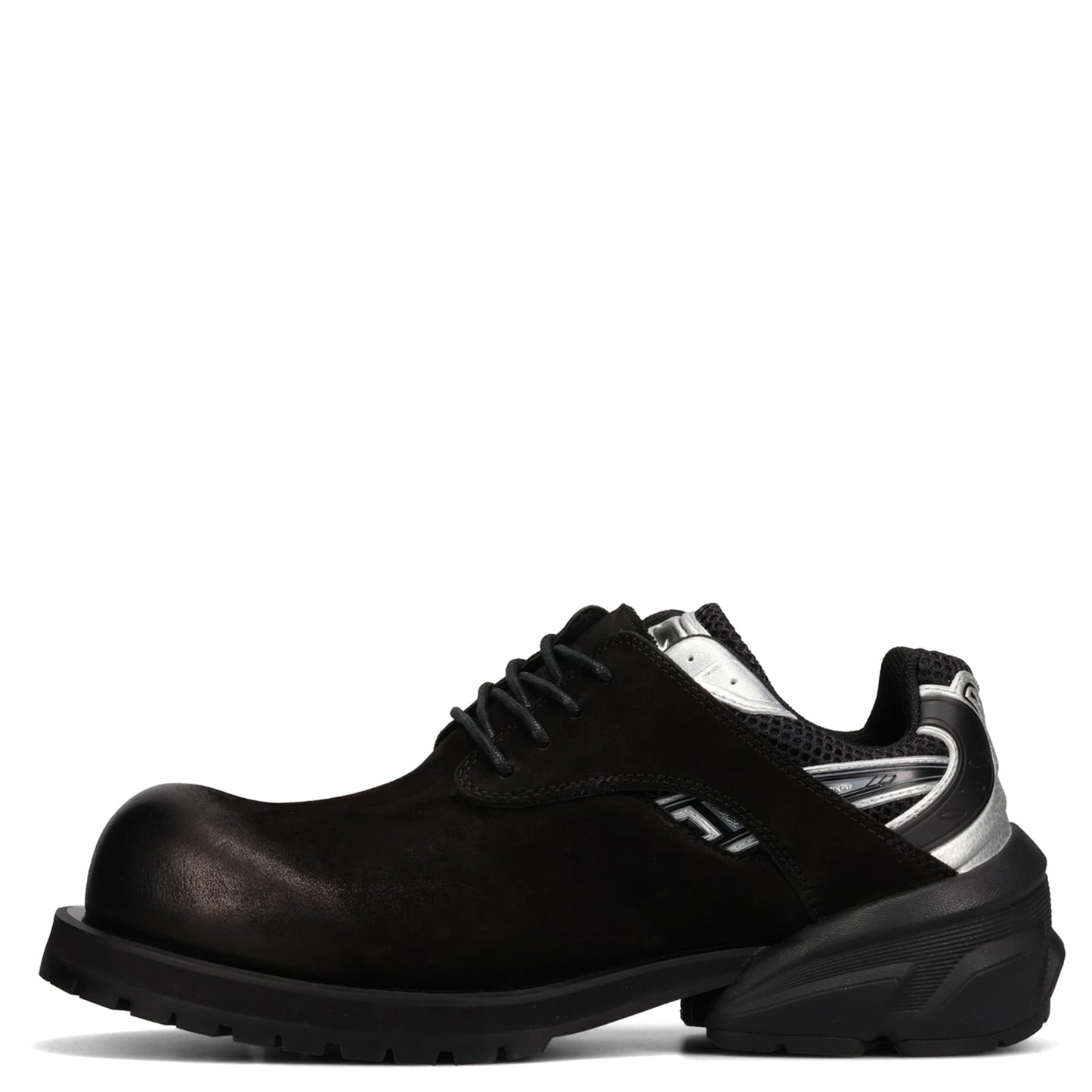 STARTING BIGGER HYBRID DERBY MEN'S  DRESS LEATHER SHOES / BLACK/WHITE/SILVER