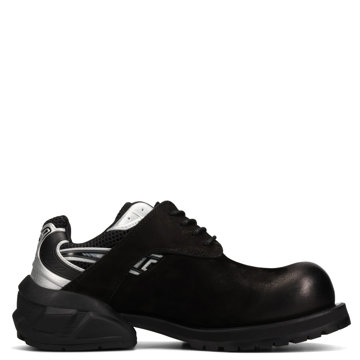 STARTING BIGGER HYBRID DERBY MEN'S  DRESS LEATHER SHOES / BLACK/WHITE/SILVER