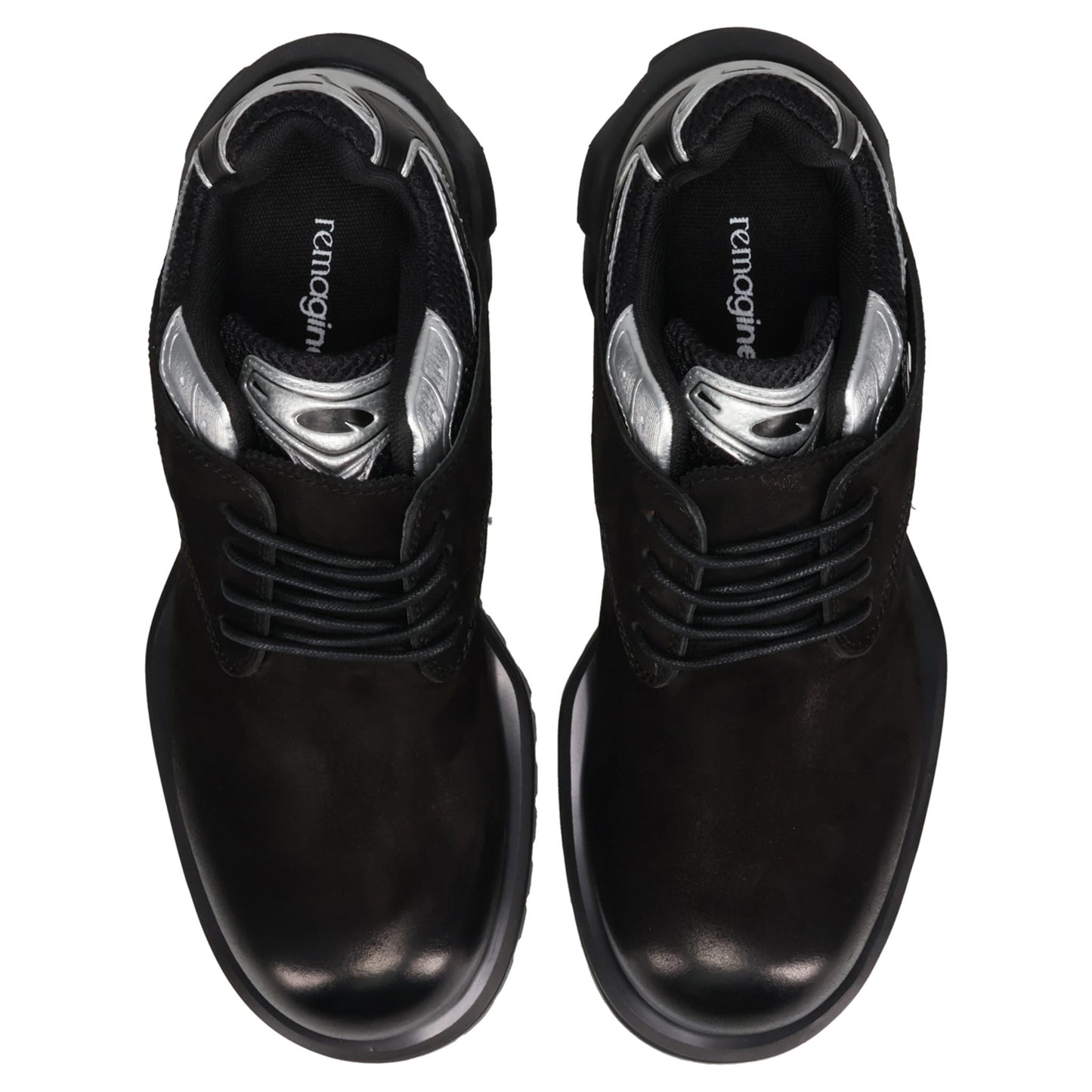 STARTING BIGGER HYBRID DERBY MEN'S  DRESS LEATHER SHOES / BLACK/WHITE/SILVER