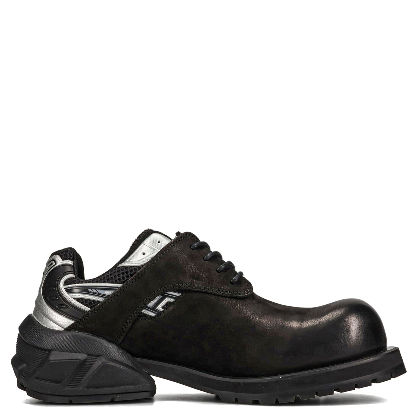 STARTING BIGGER HYBRID DERBY MEN'S DRESS LEATHER SHOES / BLACK/WHITE/SILVER