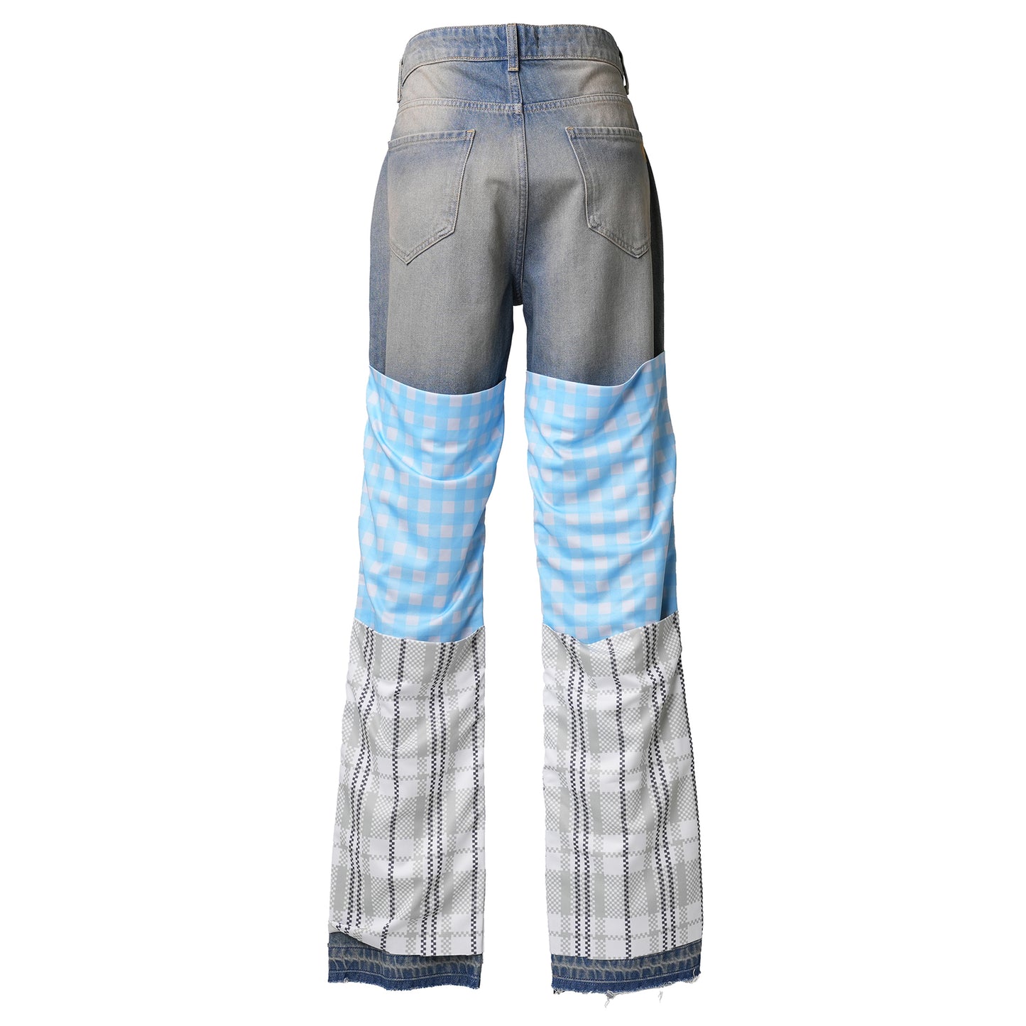 APRON POCKET CHECK DENIM PANTS / BLUE/ALOE/SPUN BLUE