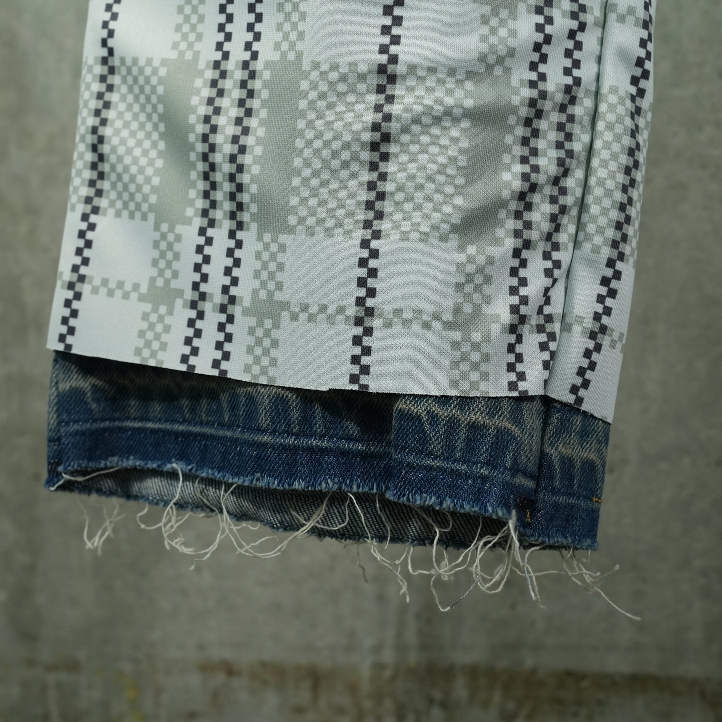 APRON POCKET CHECK DENIM PANTS / BLUE/ALOE/SPUN BLUE