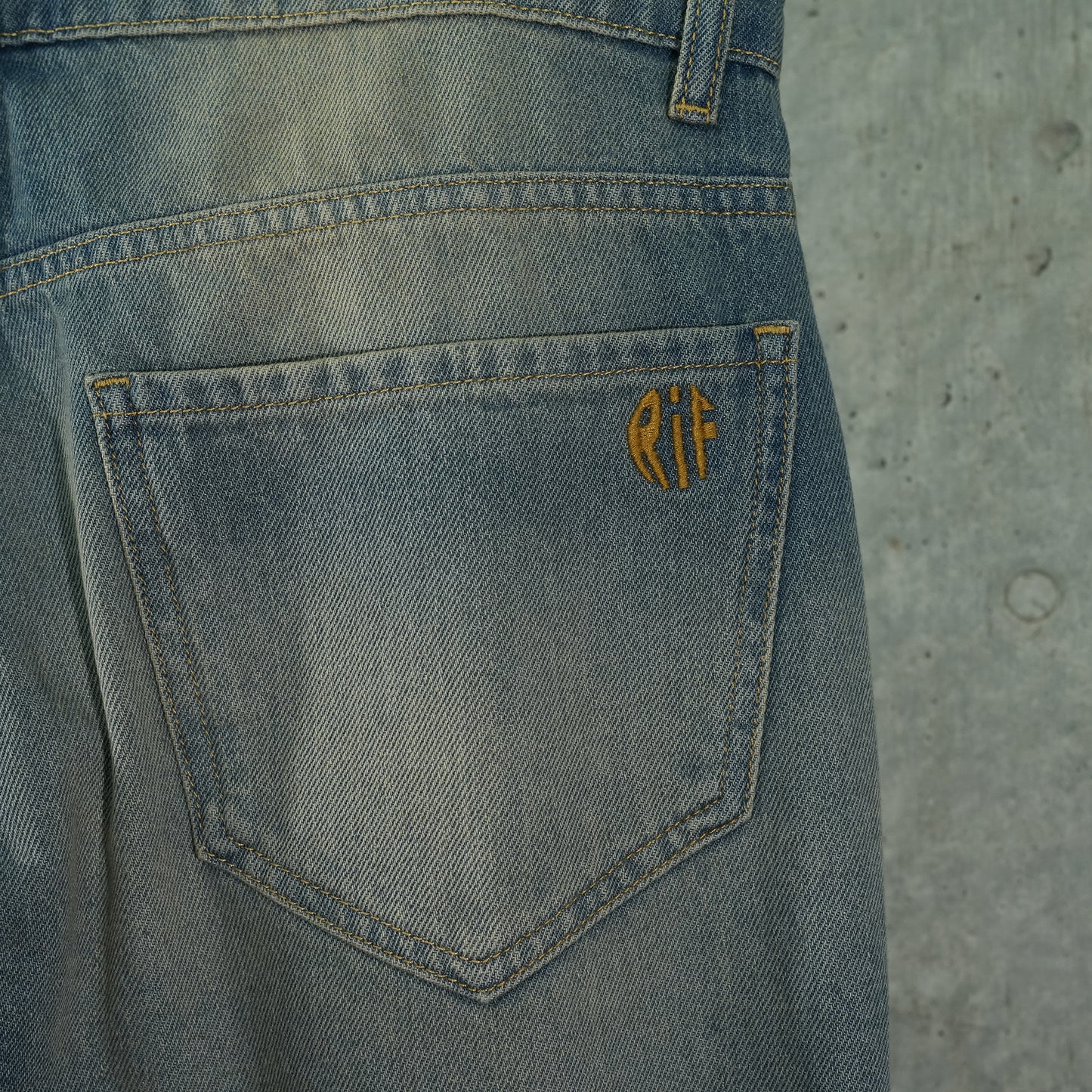 APRON POCKET CHECK DENIM PANTS / BLUE/ALOE/SPUN BLUE