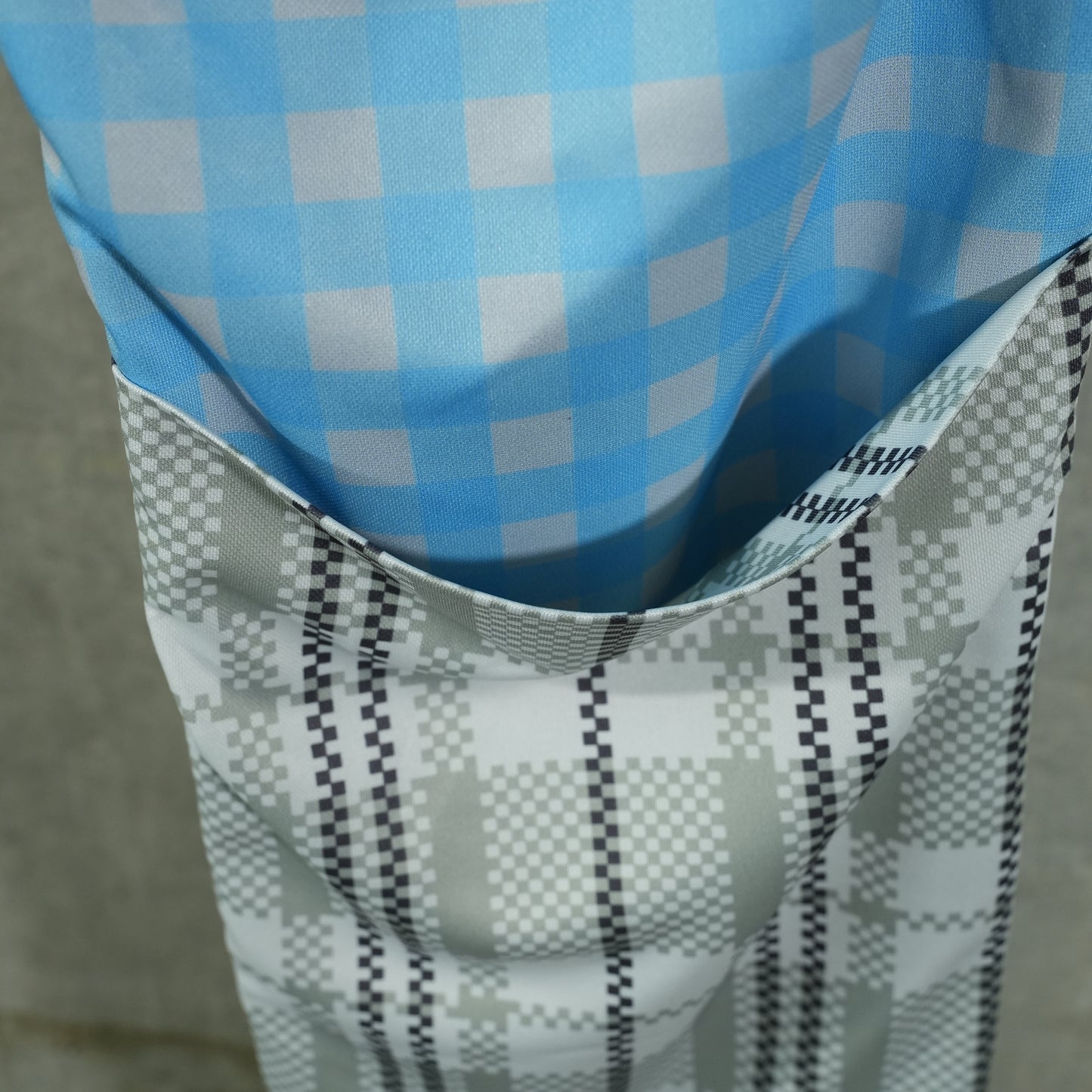 APRON POCKET CHECK DENIM PANTS / BLUE/ALOE/SPUN BLUE