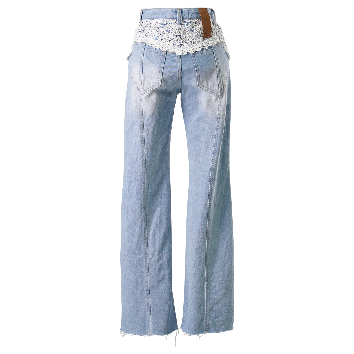 DENIM PANTS WITH LACE / 597:LIGHTBLUE