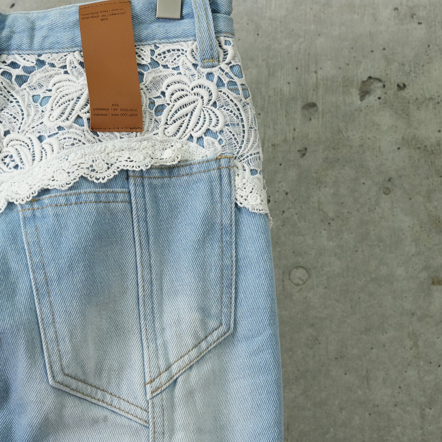 DENIM PANTS WITH LACE / 597:LIGHTBLUE