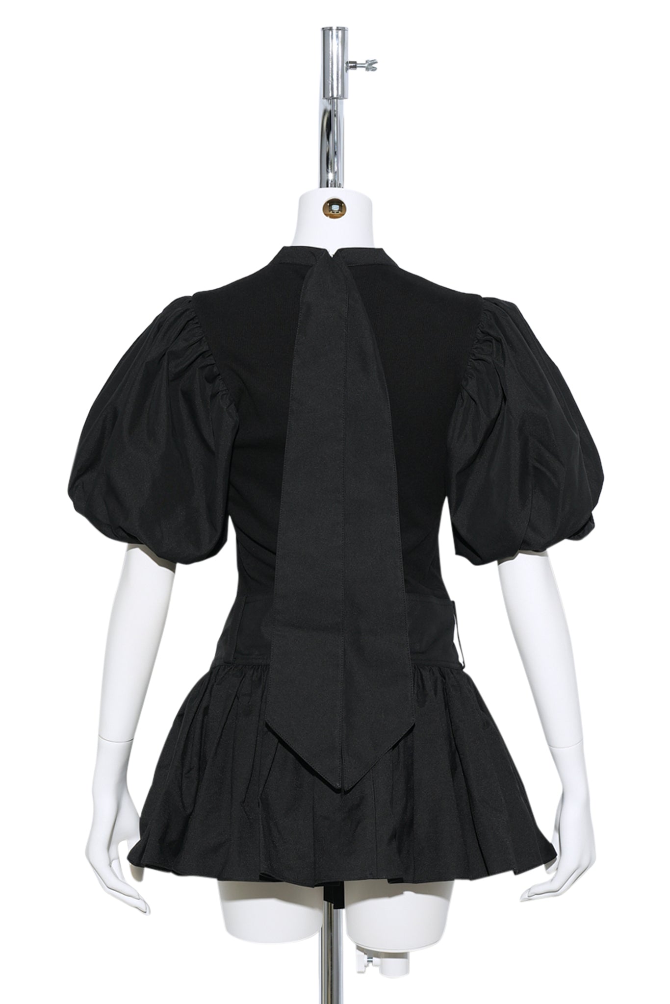 BELTED FLARE PUFF TOP / 4004:BLACK