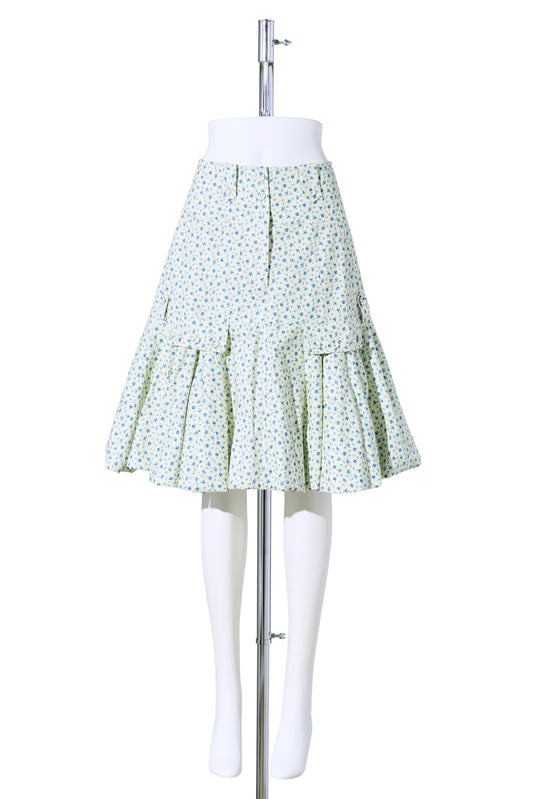 PUFF HEM MIDI SIKRT / 0507:BLUE FLOWER