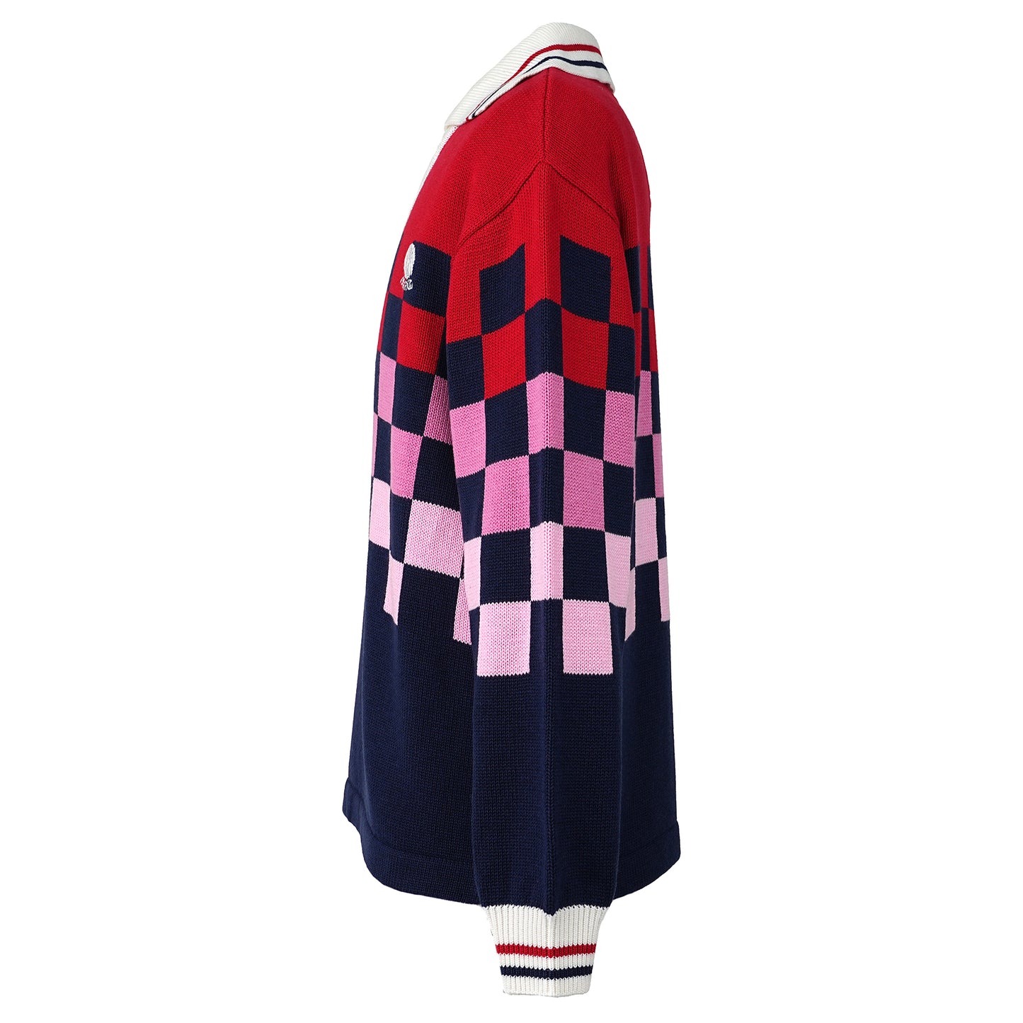 KNITTING CHECKRD SOCCER JERSEY / NAVY